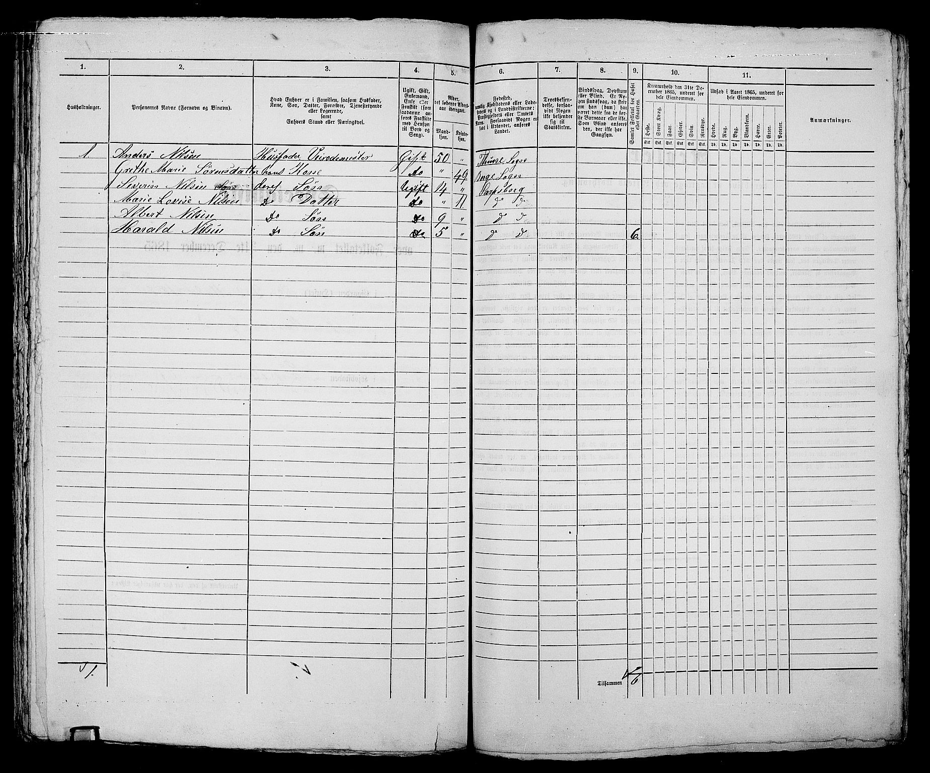 RA, 1865 census for Sarpsborg, 1865, p. 370