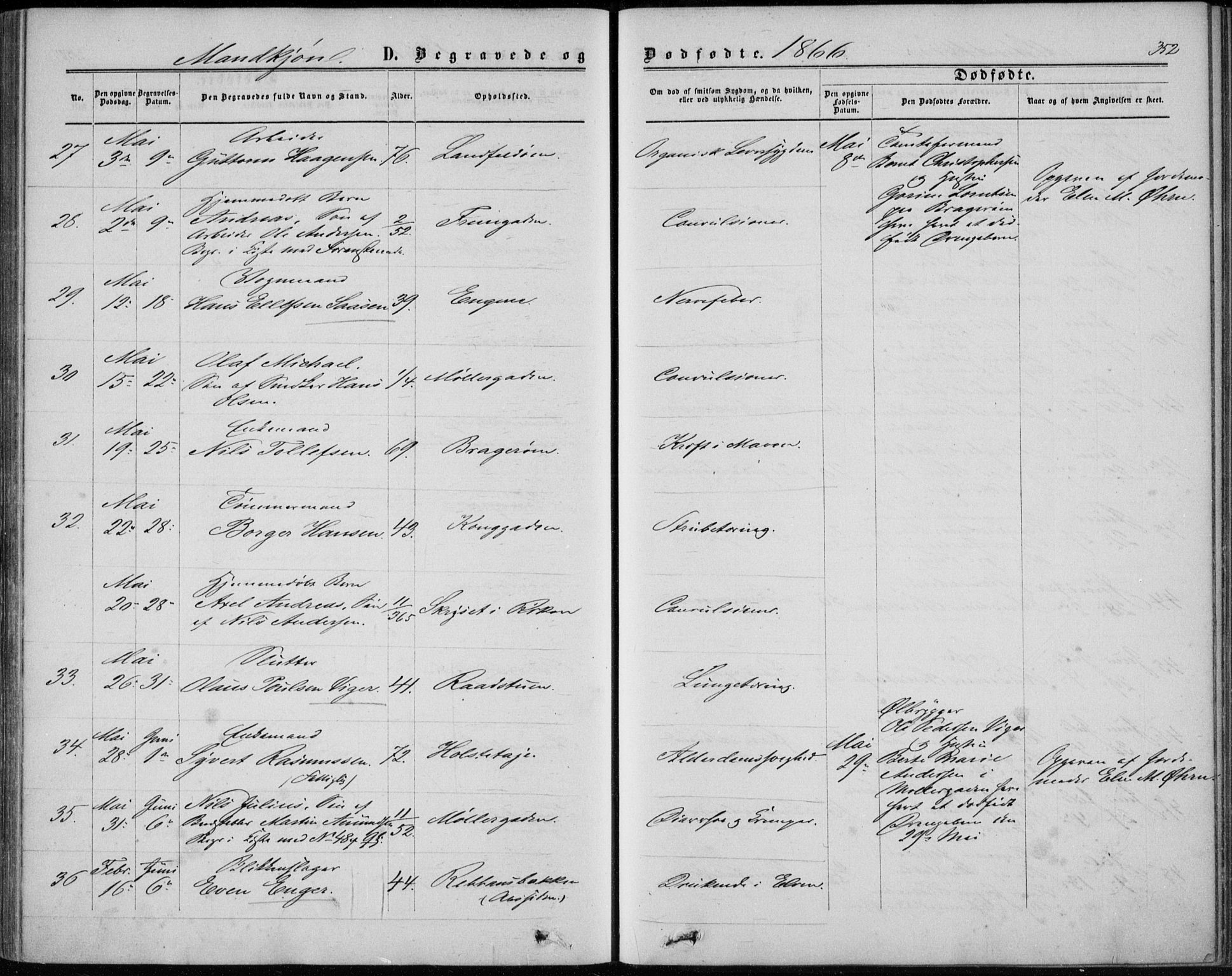 Bragernes kirkebøker, AV/SAKO-A-6/F/Fb/L0003: Parish register (official) no. II 3, 1860-1868, p. 352