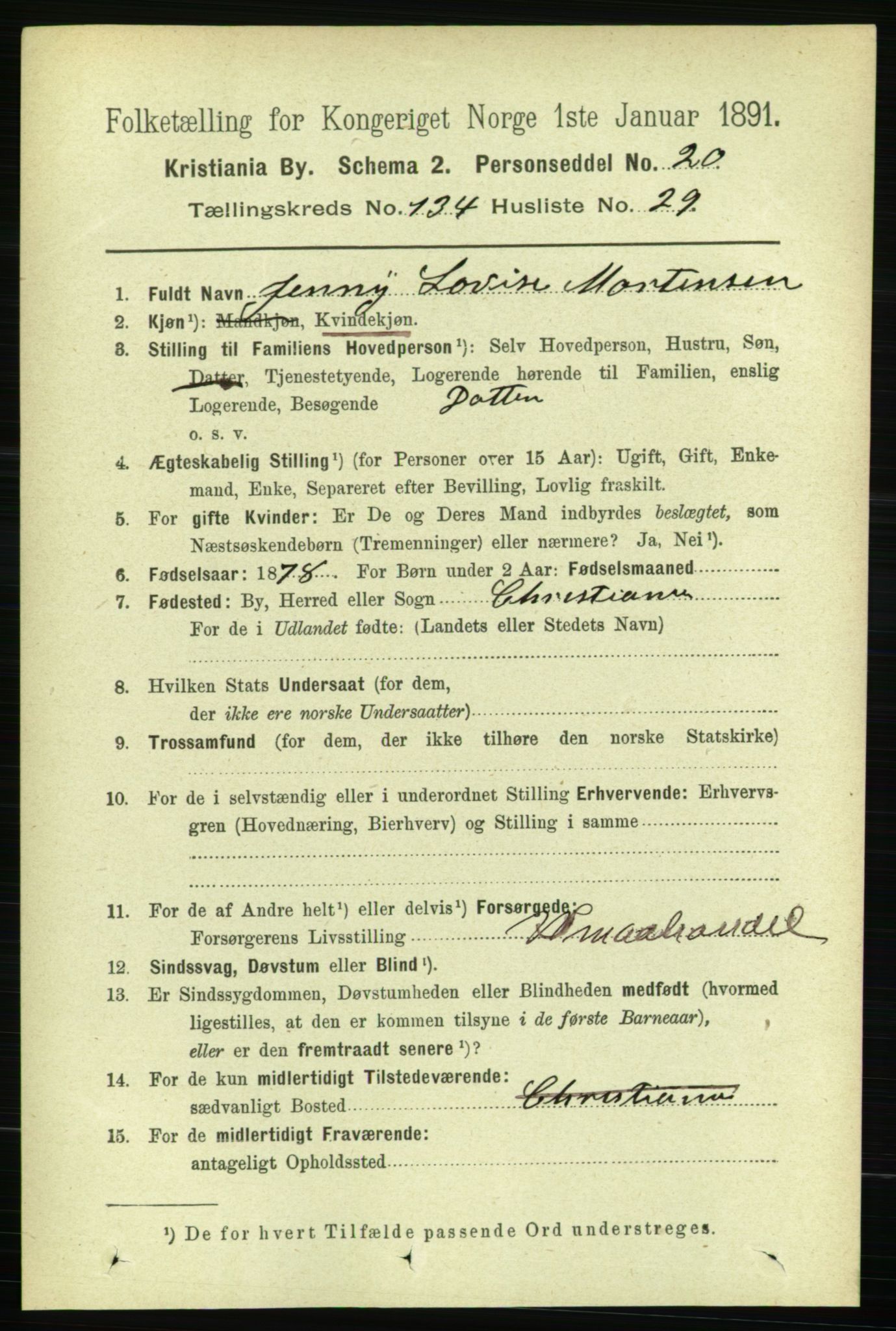 RA, 1891 census for 0301 Kristiania, 1891, p. 74073