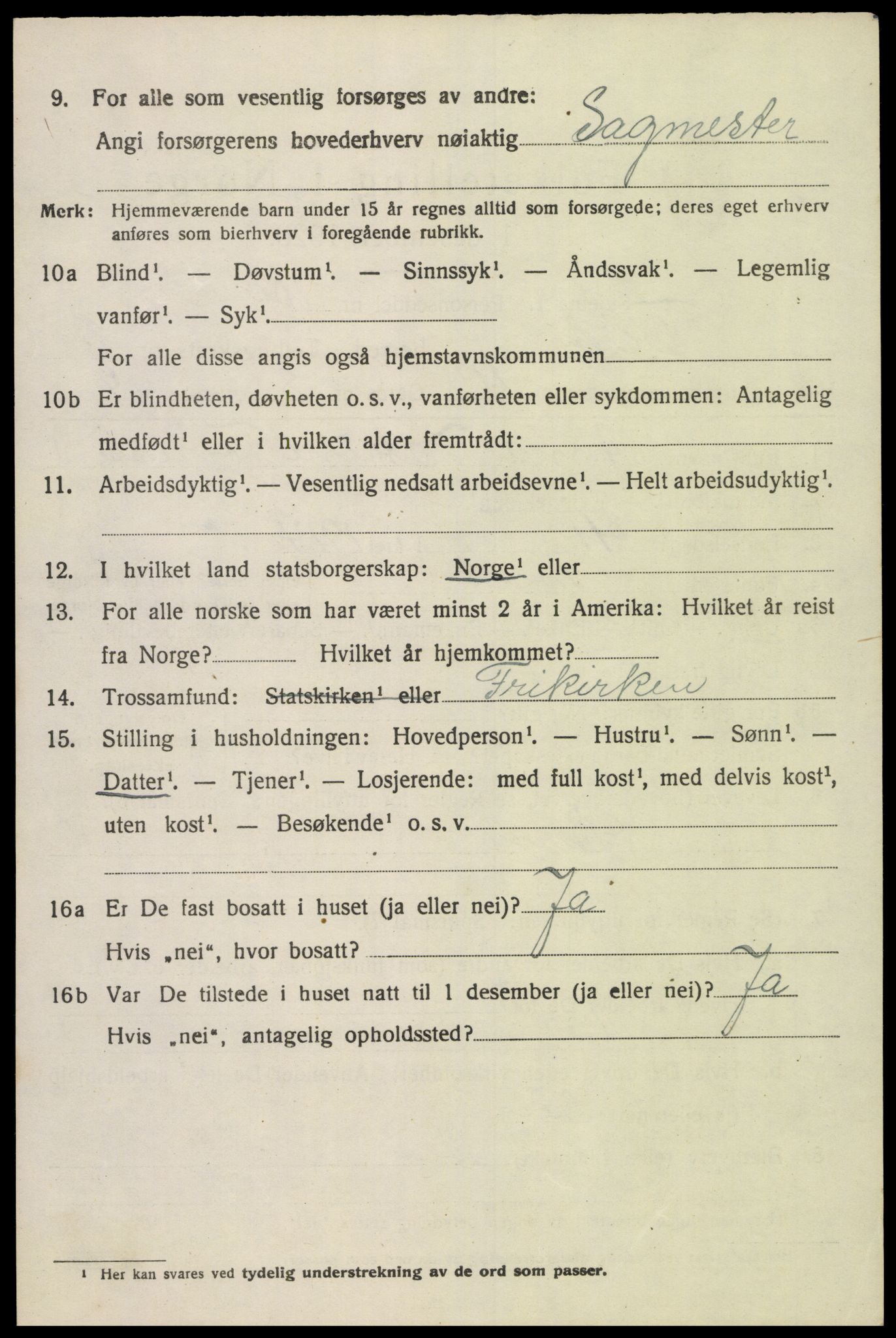 SAK, 1920 census for Tveit, 1920, p. 1967