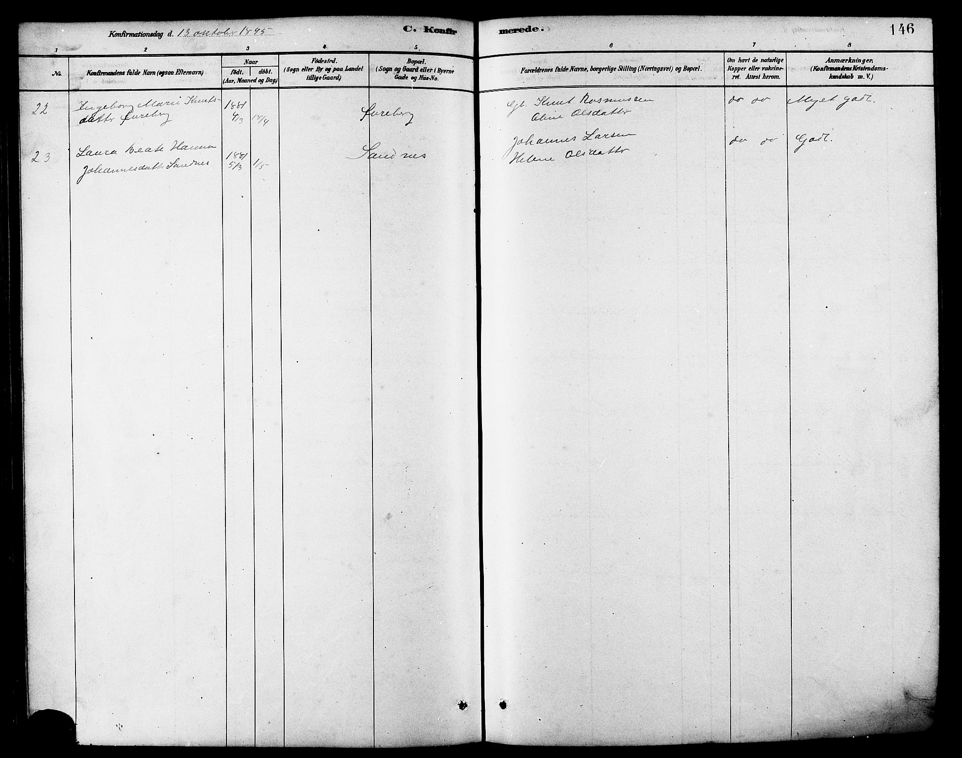 Ministerialprotokoller, klokkerbøker og fødselsregistre - Møre og Romsdal, AV/SAT-A-1454/502/L0027: Parish register (copy) no. 502C01, 1878-1908, p. 146