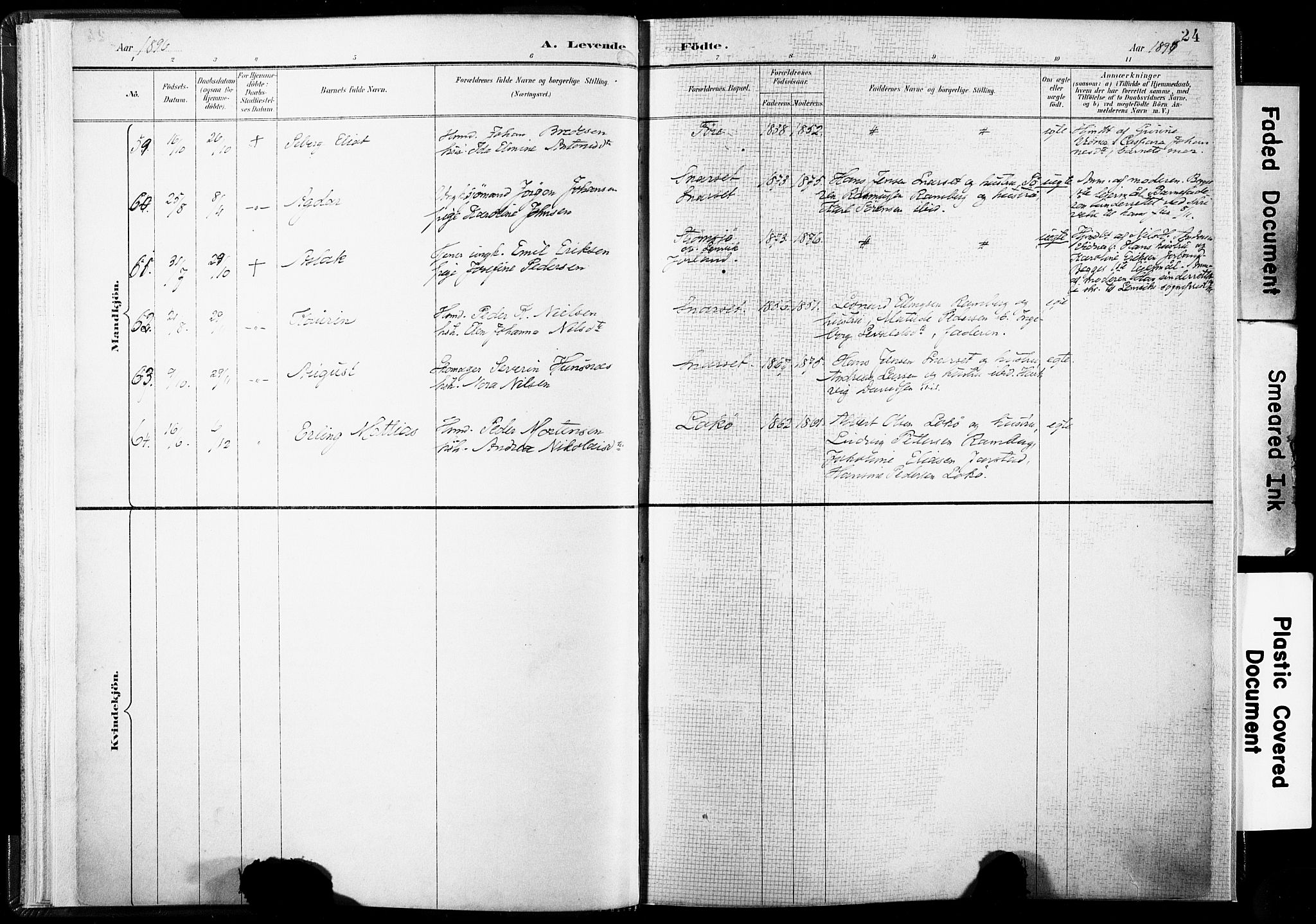 Ministerialprotokoller, klokkerbøker og fødselsregistre - Nordland, AV/SAT-A-1459/891/L1304: Parish register (official) no. 891A09, 1895-1921, p. 24