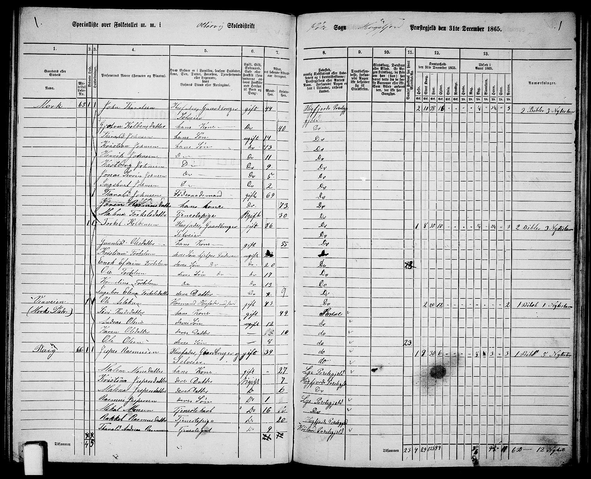 RA, 1865 census for Høgsfjord, 1865, p. 98