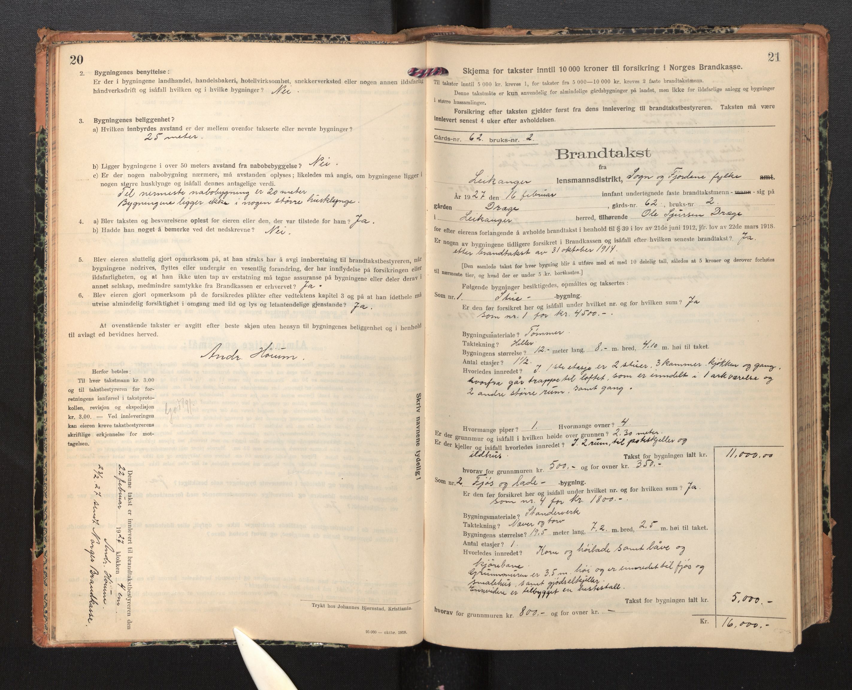 Lensmannen i Leikanger, AV/SAB-A-29201/0012/L0007: Branntakstprotokoll, skjematakst, 1926-1936, p. 20-21