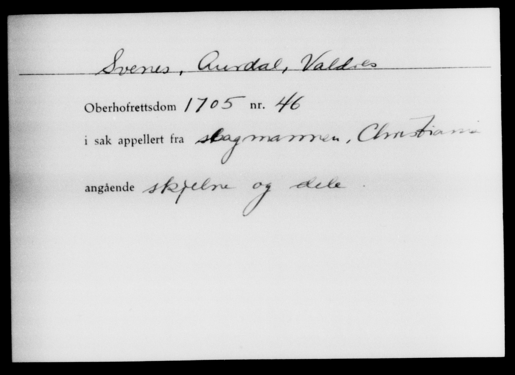 Overhoffretten 1667-1797, AV/RA-EA-2884, 1705