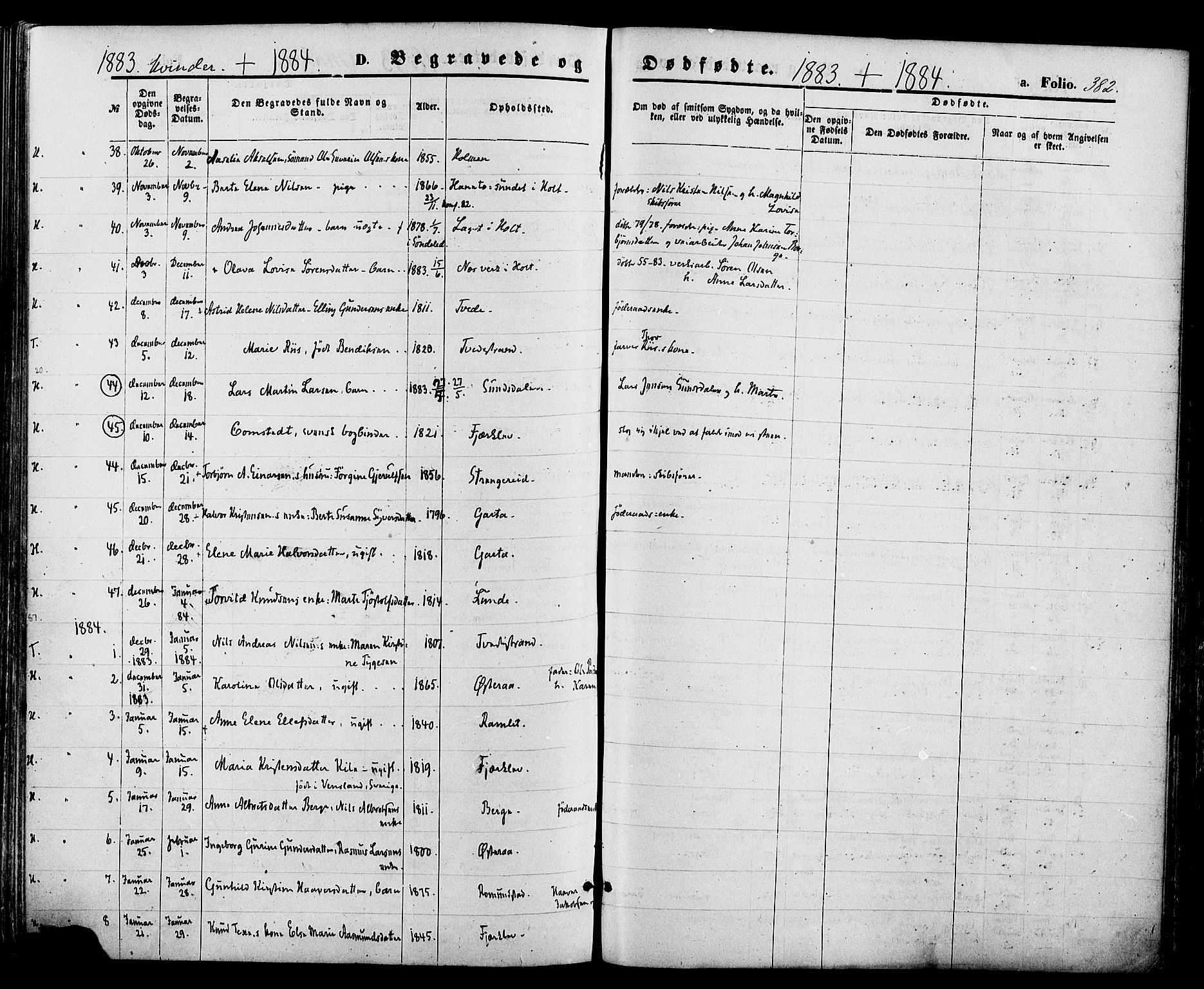 Holt sokneprestkontor, AV/SAK-1111-0021/F/Fa/L0010: Parish register (official) no. A 10, 1872-1885, p. 382