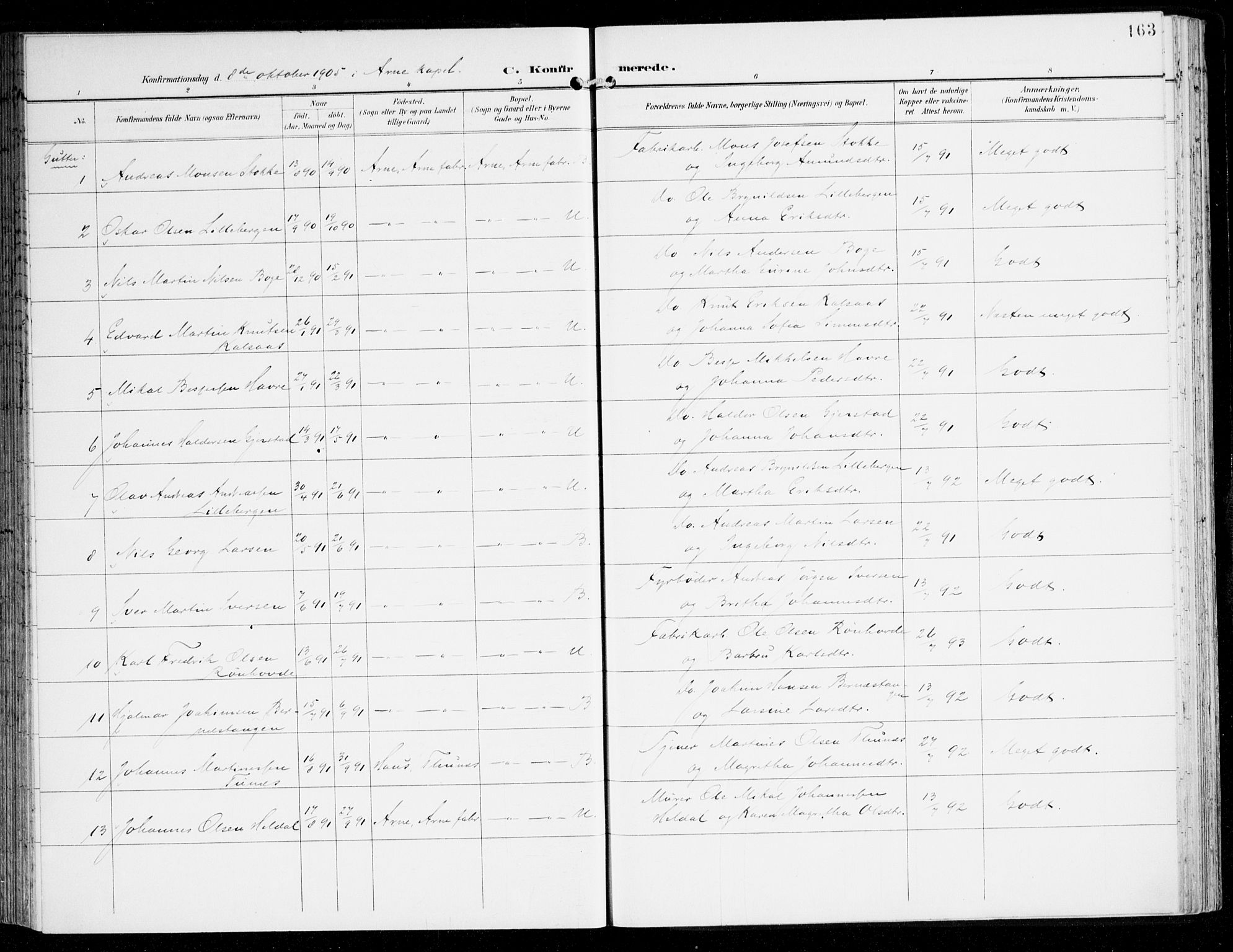 Haus sokneprestembete, AV/SAB-A-75601/H/Haa: Parish register (official) no. D 2, 1899-1912, p. 163