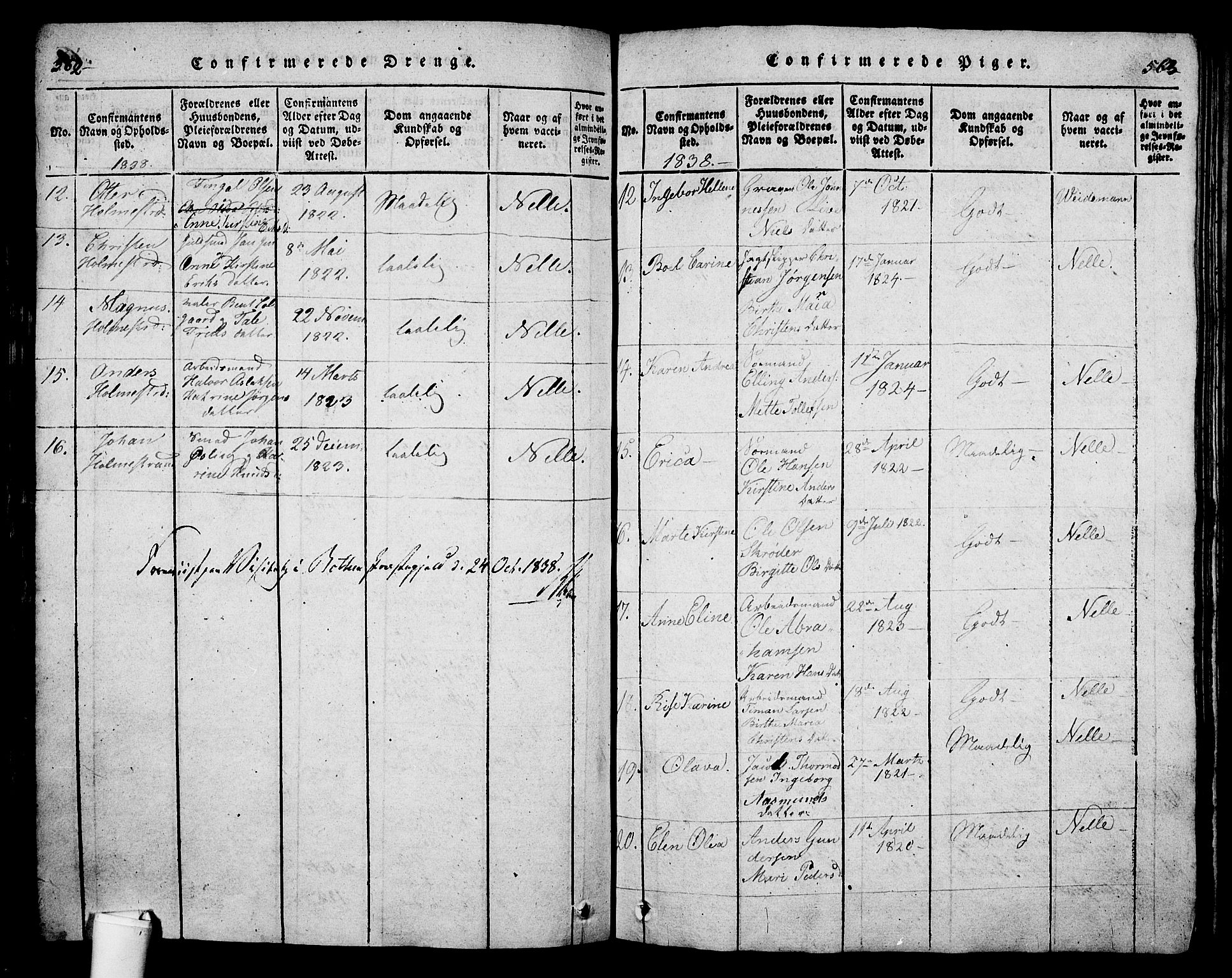 Holmestrand kirkebøker, SAKO/A-346/G/Ga/L0001: Parish register (copy) no. 1, 1814-1848, p. 562-563