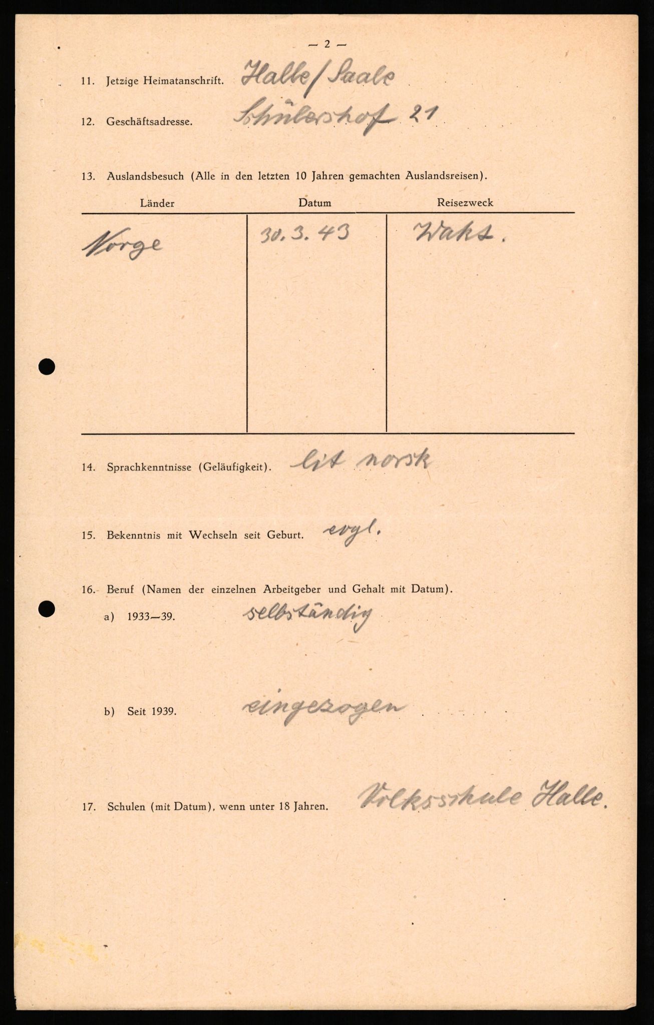 Forsvaret, Forsvarets overkommando II, AV/RA-RAFA-3915/D/Db/L0030: CI Questionaires. Tyske okkupasjonsstyrker i Norge. Tyskere., 1945-1946, p. 281