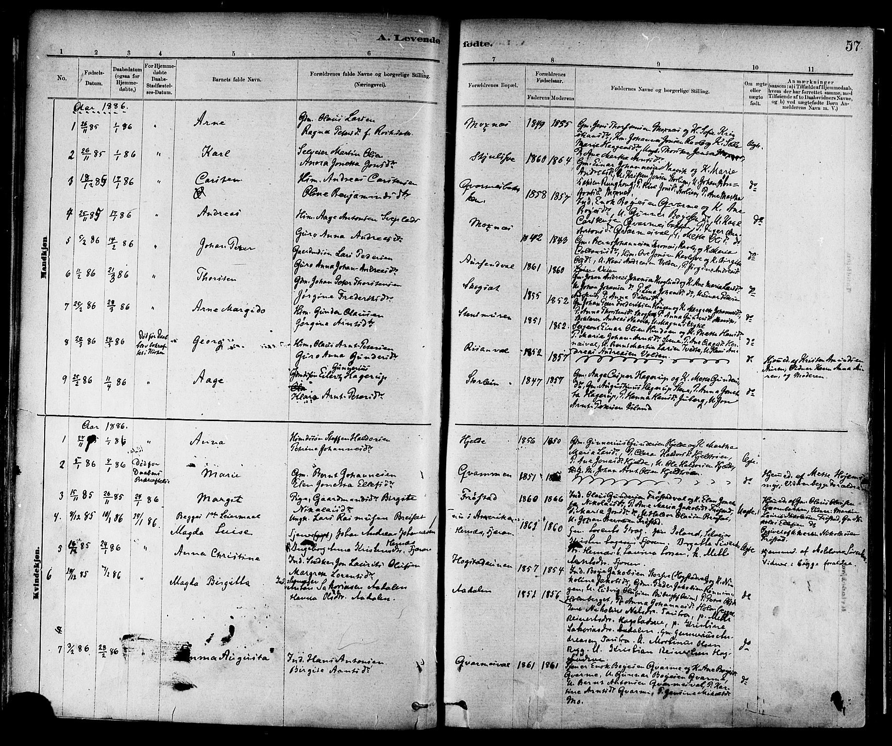 Ministerialprotokoller, klokkerbøker og fødselsregistre - Nord-Trøndelag, SAT/A-1458/713/L0120: Parish register (official) no. 713A09, 1878-1887, p. 57