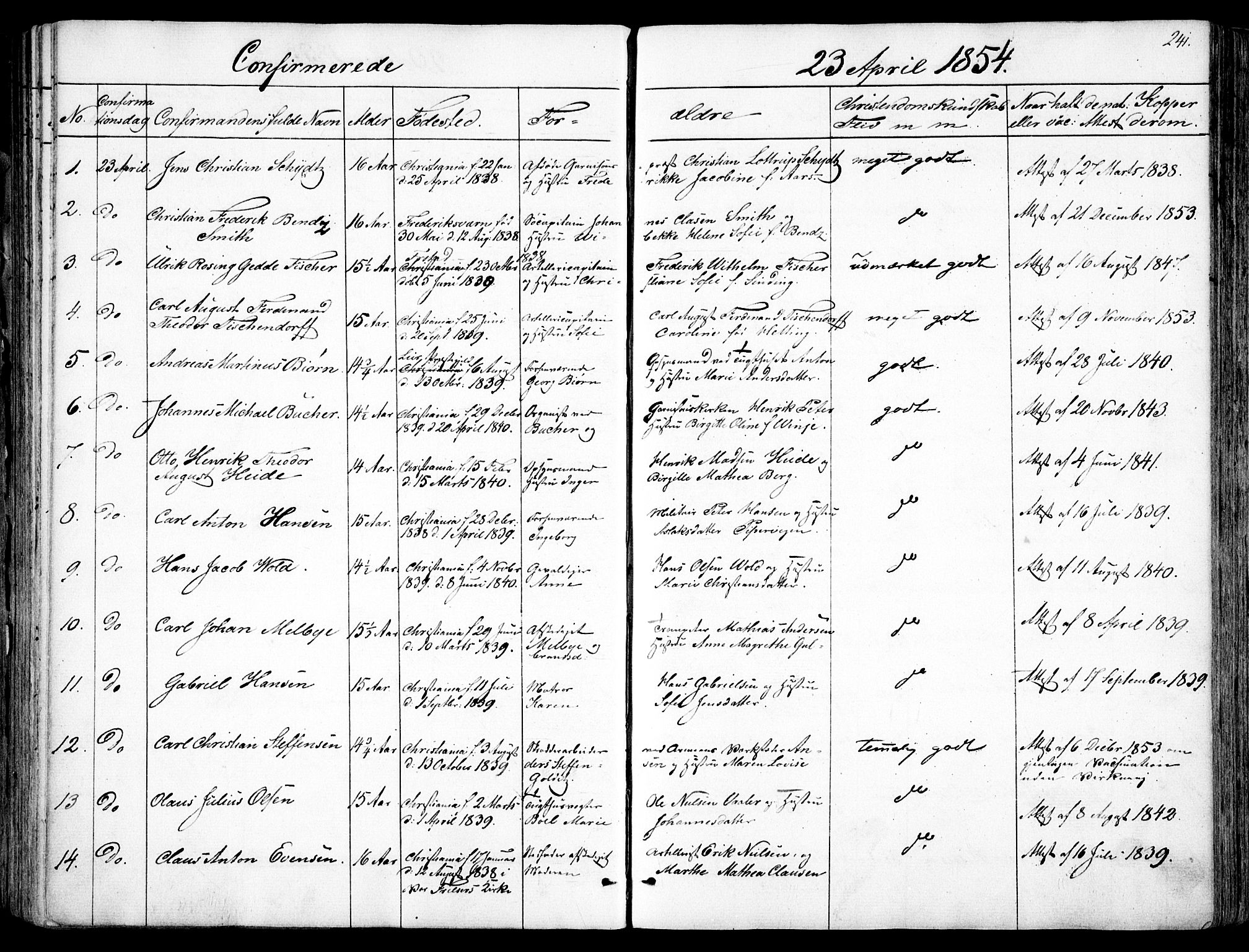 Garnisonsmenigheten Kirkebøker, AV/SAO-A-10846/F/Fa/L0008: Parish register (official) no. 8, 1842-1859, p. 241