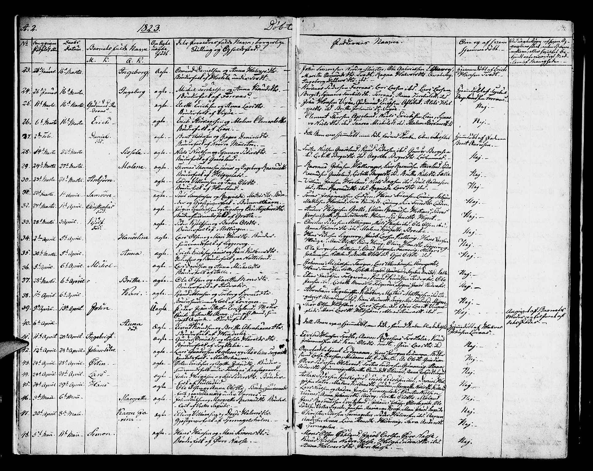 Finnås sokneprestembete, SAB/A-99925/H/Ha/Haa/Haaa/L0005: Parish register (official) no. A 5, 1823-1835, p. 2