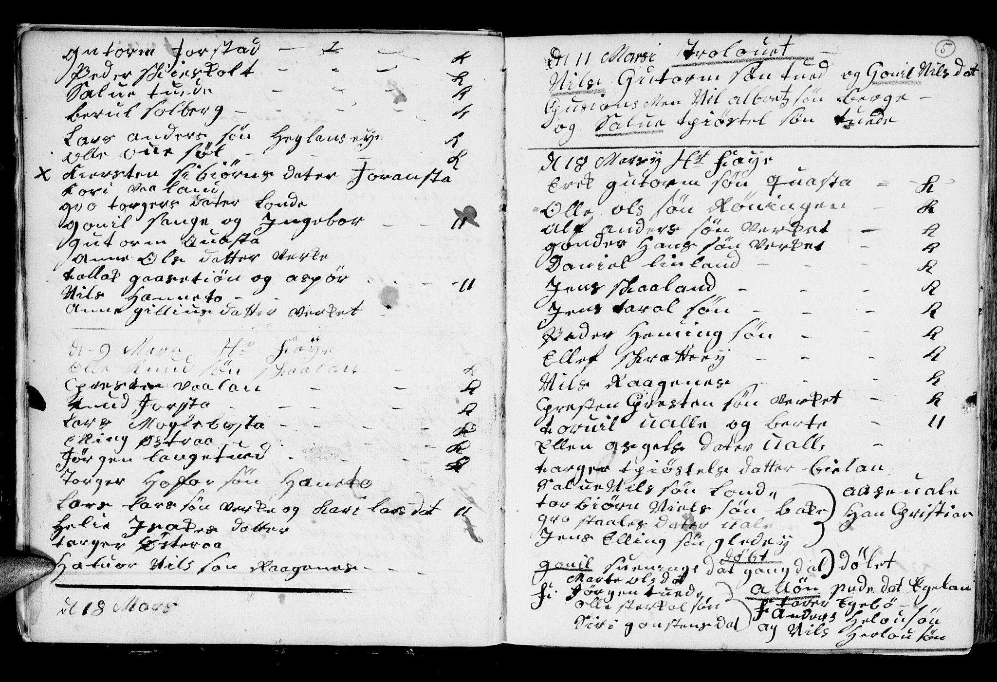 Holt sokneprestkontor, AV/SAK-1111-0021/F/Fb/L0005: Parish register (copy) no. B 5, 1746-1764, p. 5