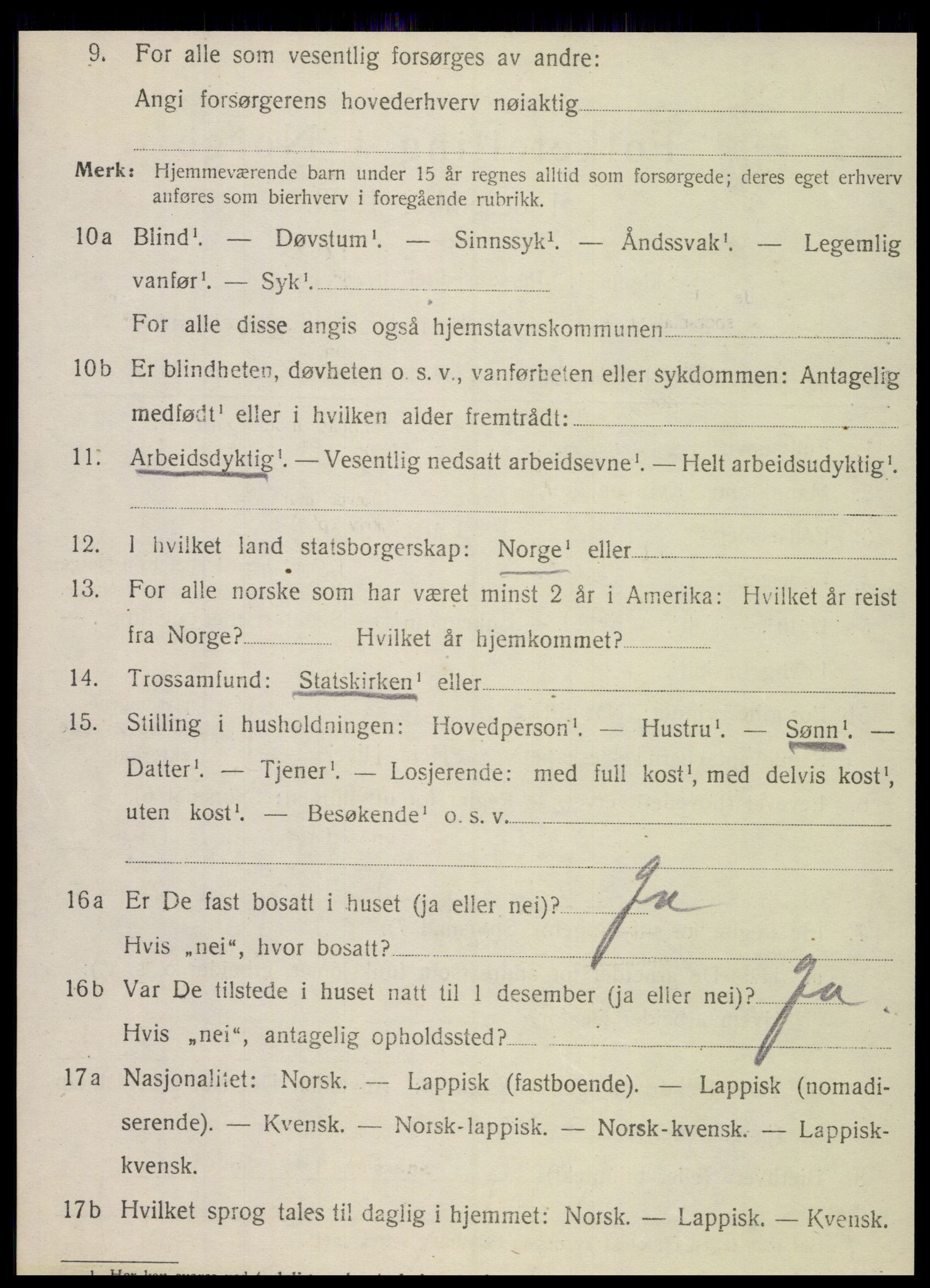 SAT, 1920 census for Dønnes, 1920, p. 2895