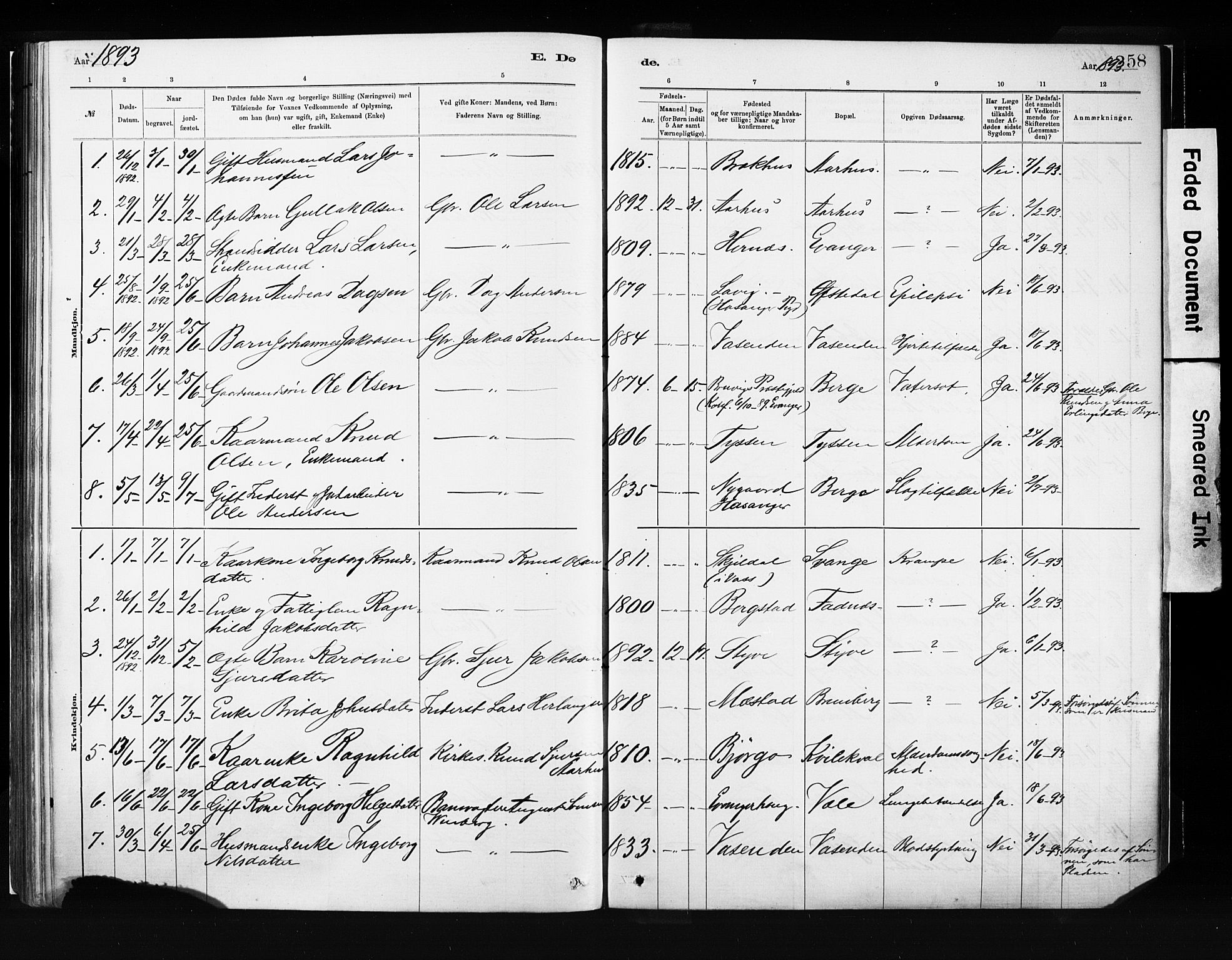 Evanger sokneprestembete, SAB/A-99924: Parish register (official) no. A 1, 1877-1899, p. 258