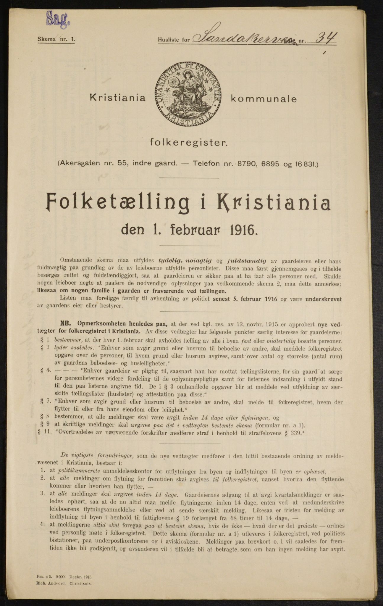 OBA, Municipal Census 1916 for Kristiania, 1916, p. 89270