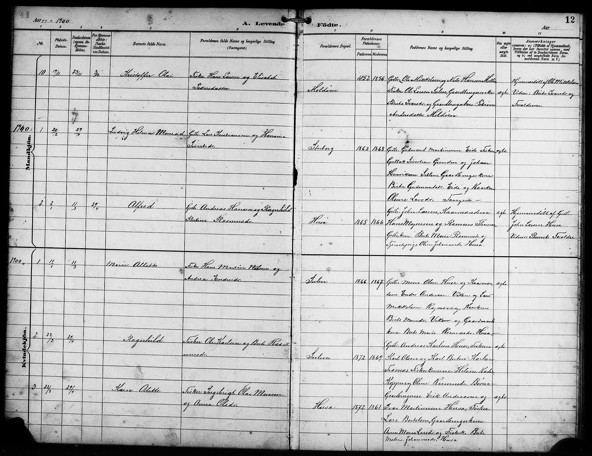 Lindås Sokneprestembete, SAB/A-76701/H/Hab: Parish register (copy) no. D 2, 1898-1910, p. 12