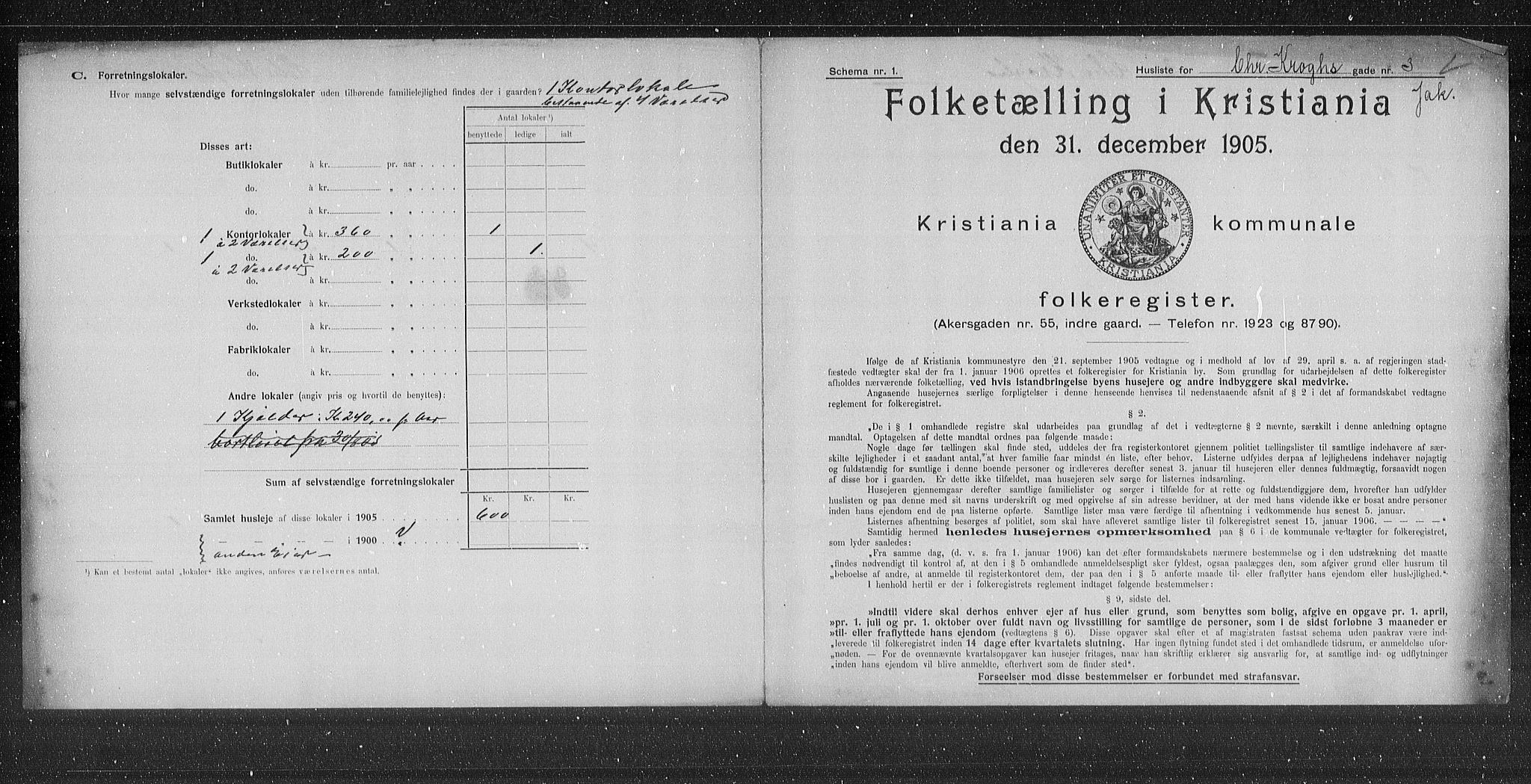 OBA, Municipal Census 1905 for Kristiania, 1905, p. 6158