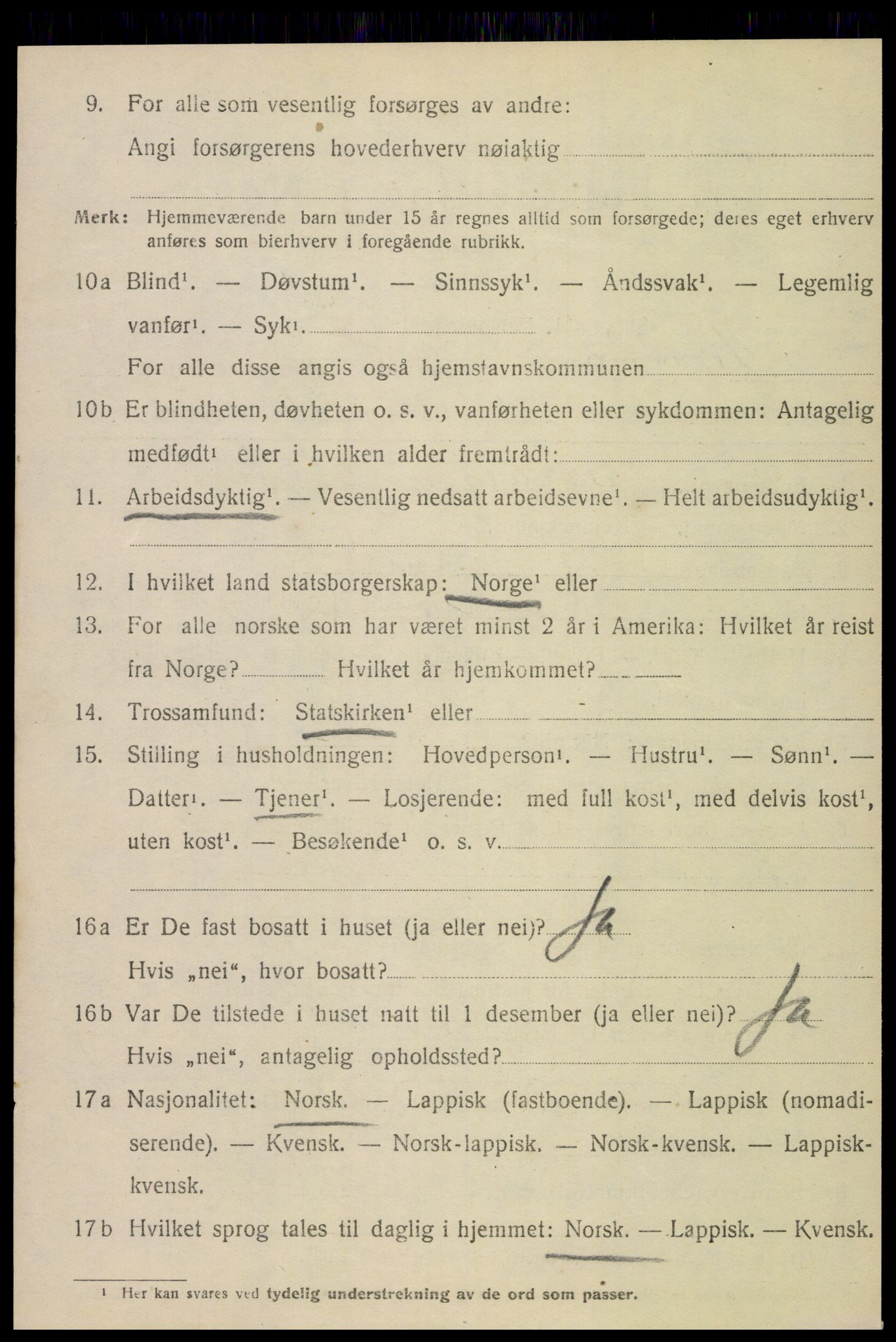 SAT, 1920 census for Frosta, 1920, p. 3507