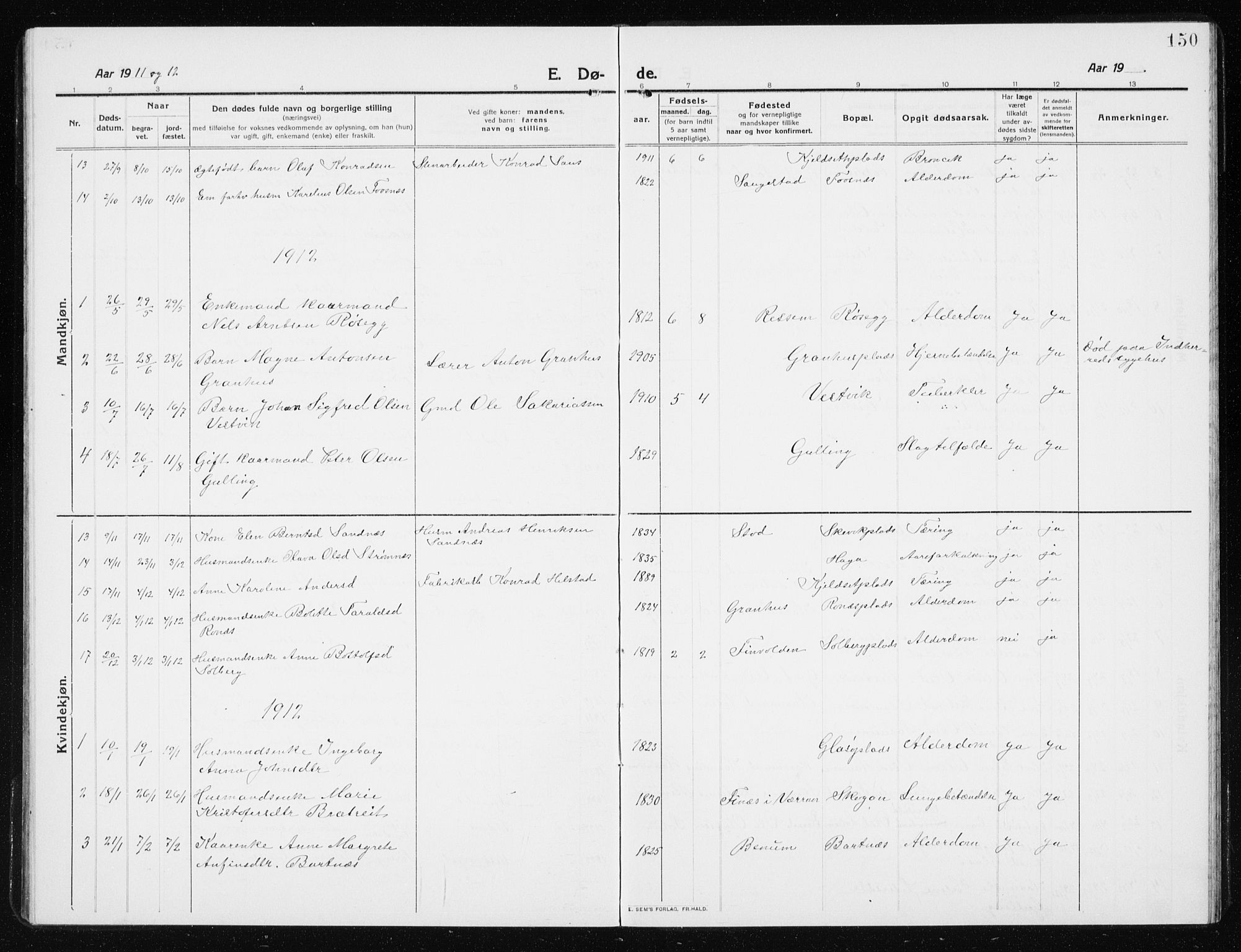 Ministerialprotokoller, klokkerbøker og fødselsregistre - Nord-Trøndelag, SAT/A-1458/741/L0402: Parish register (copy) no. 741C03, 1911-1926, p. 150