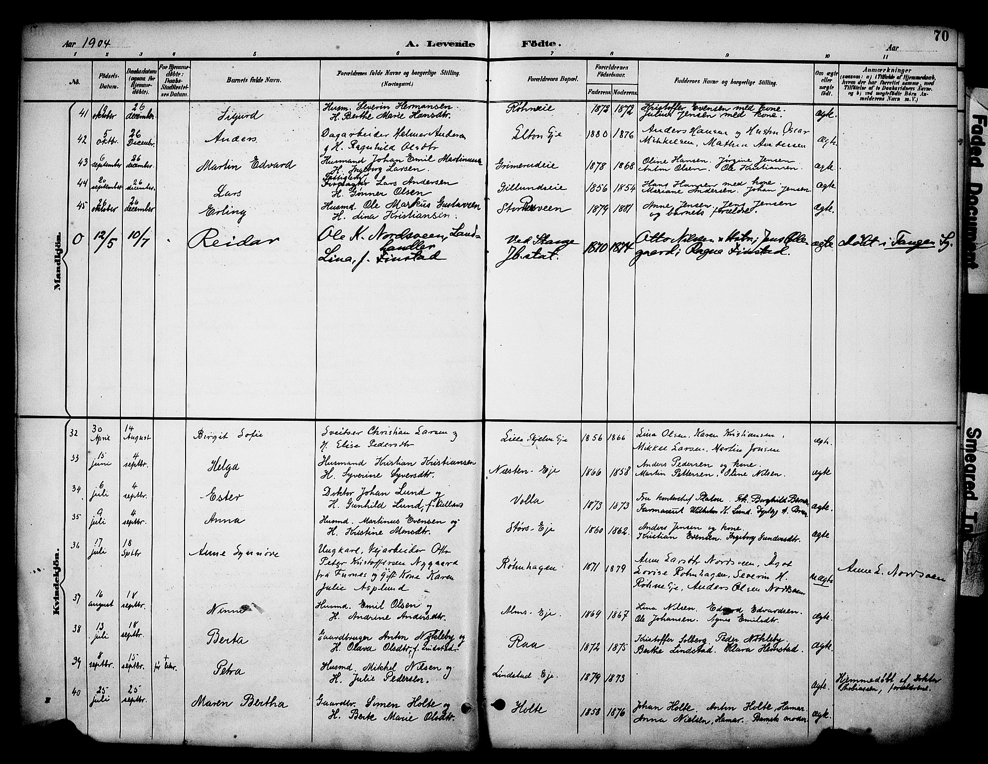 Stange prestekontor, AV/SAH-PREST-002/K/L0020: Parish register (official) no. 20, 1894-1905, p. 70