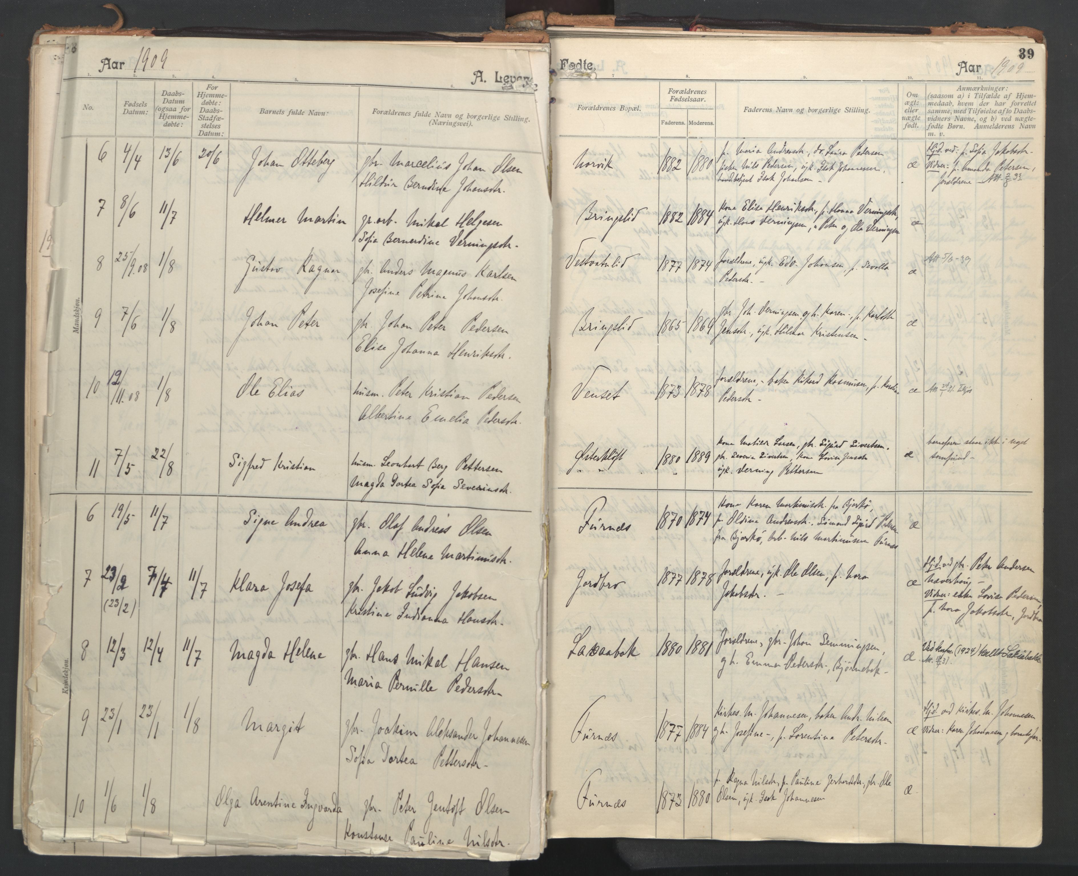 Ministerialprotokoller, klokkerbøker og fødselsregistre - Nordland, AV/SAT-A-1459/851/L0724: Parish register (official) no. 851A01, 1901-1922, p. 39