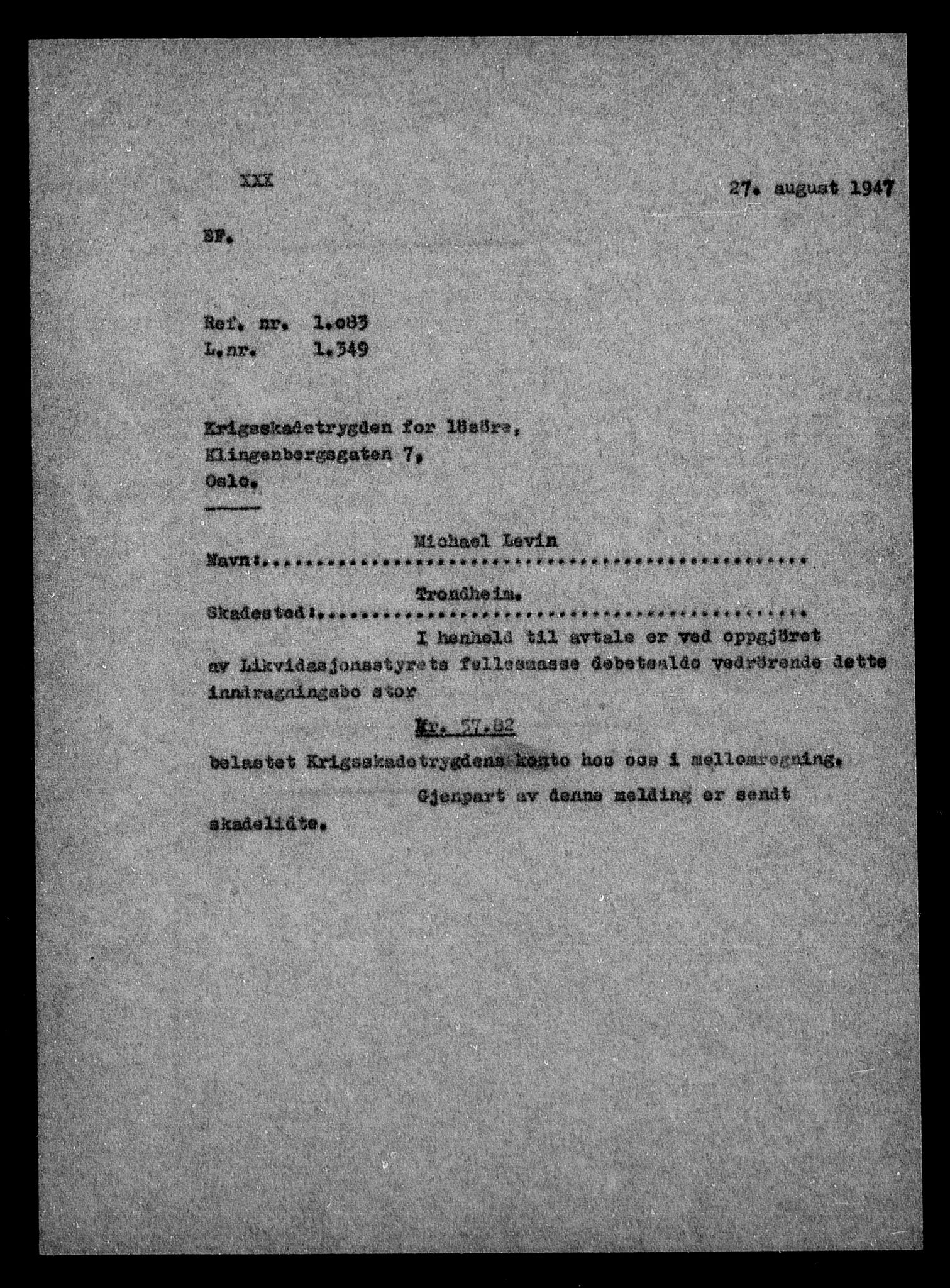 Justisdepartementet, Tilbakeføringskontoret for inndratte formuer, AV/RA-S-1564/H/Hc/Hca/L0903: --, 1945-1947, p. 88