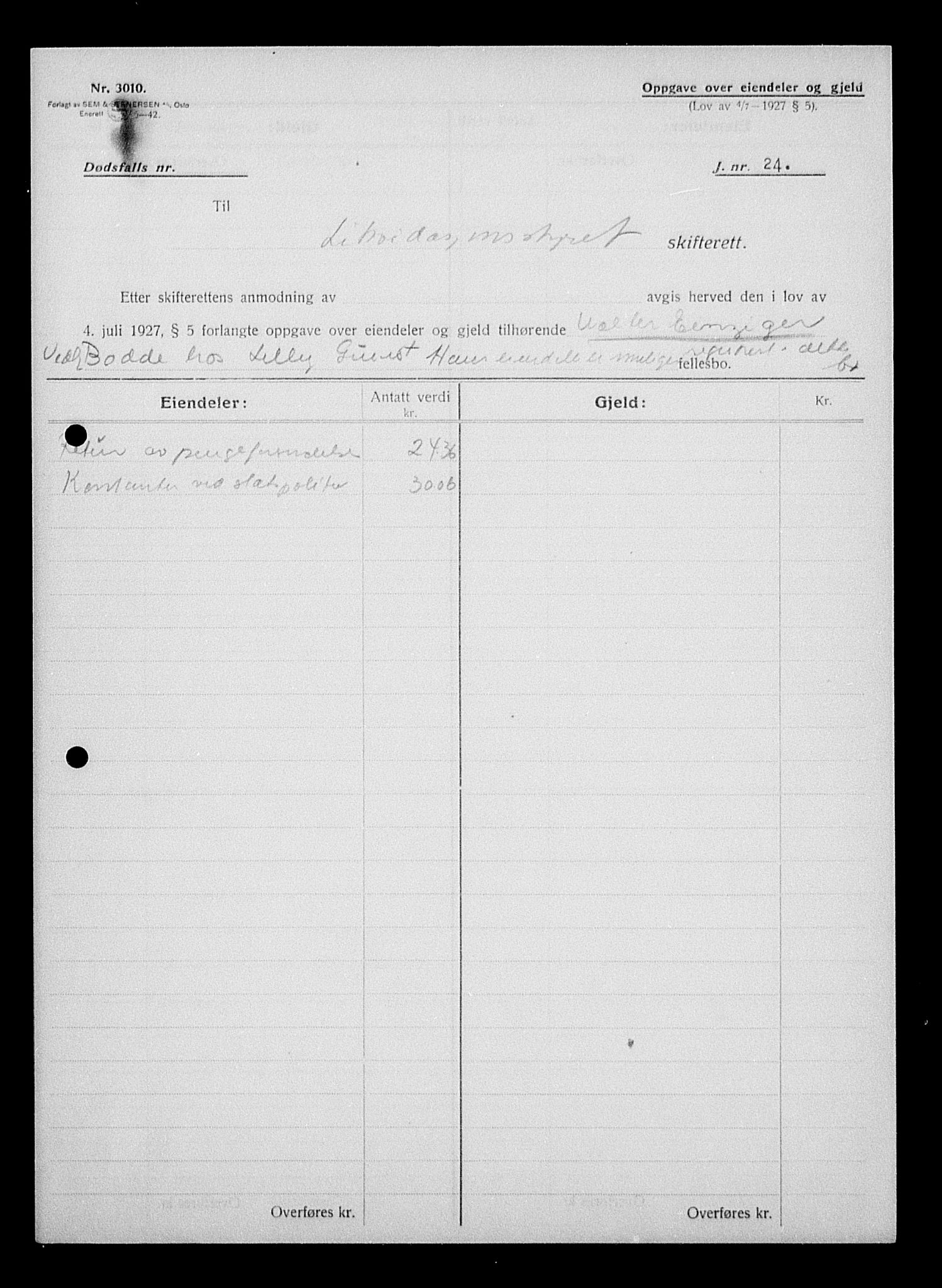 Justisdepartementet, Tilbakeføringskontoret for inndratte formuer, AV/RA-S-1564/H/Hc/Hcc/L0932: --, 1945-1947, p. 454