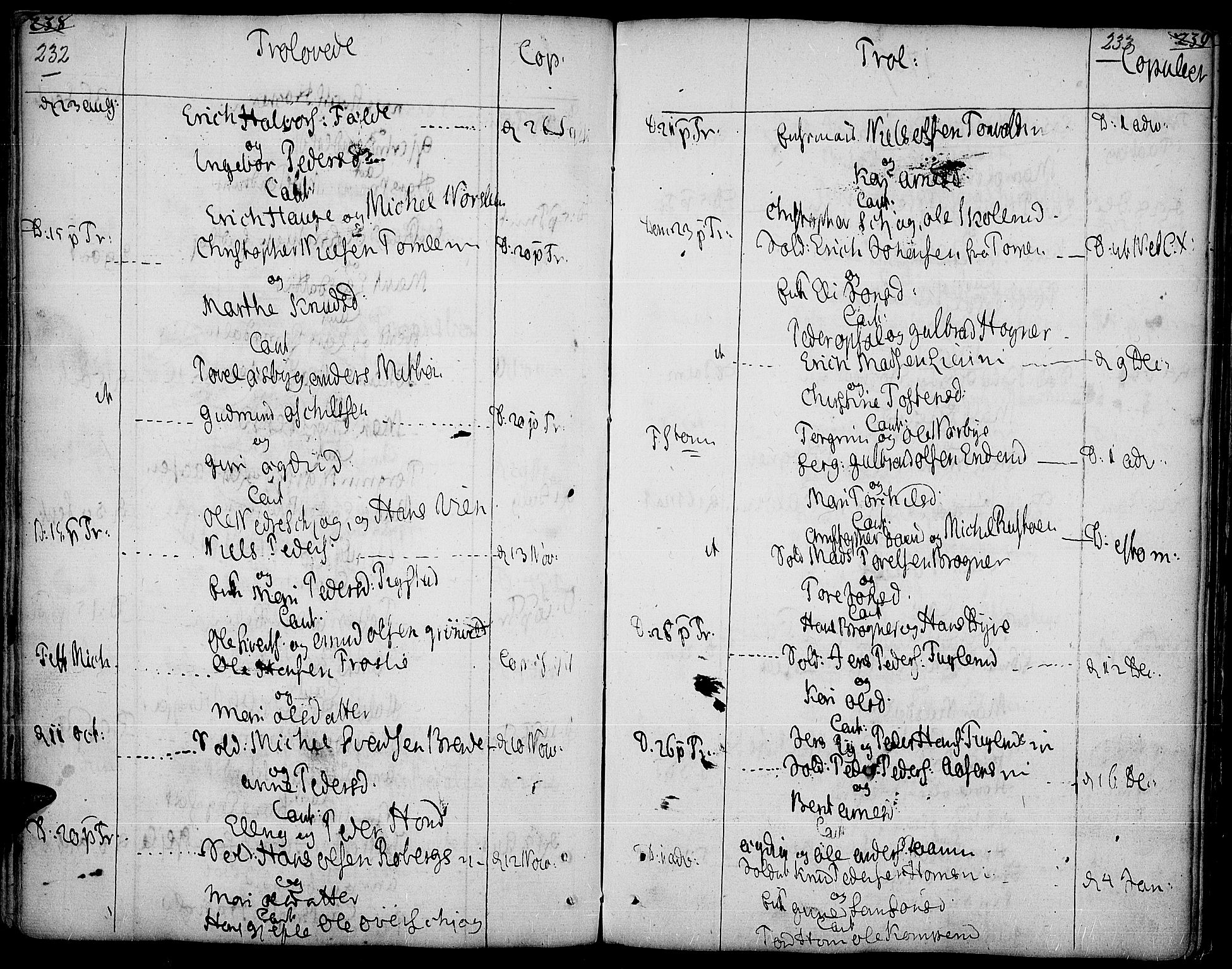 Land prestekontor, SAH/PREST-120/H/Ha/Haa/L0005: Parish register (official) no. 5, 1765-1784, p. 232-233