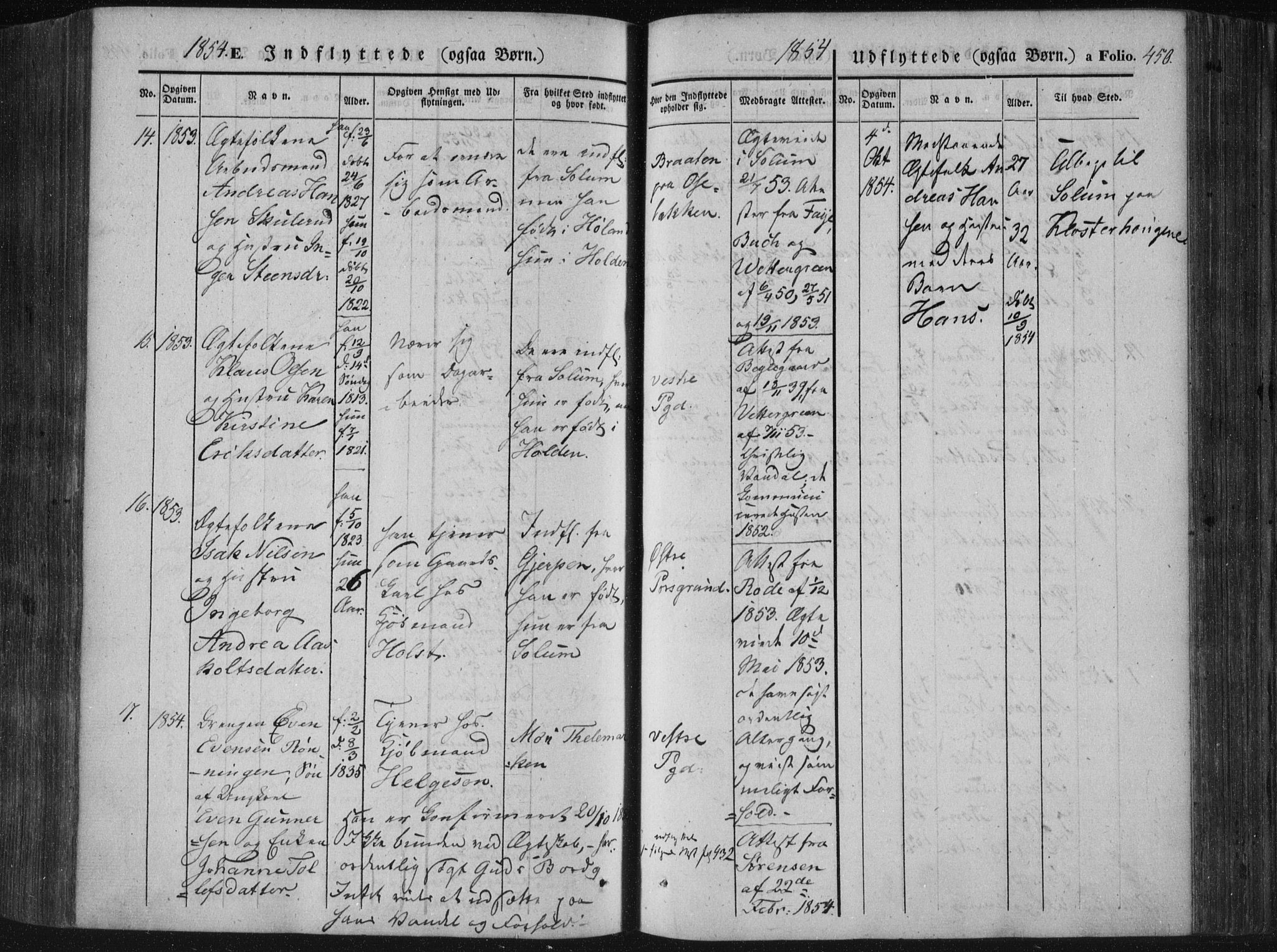 Porsgrunn kirkebøker , SAKO/A-104/F/Fa/L0006: Parish register (official) no. 6, 1841-1857, p. 450