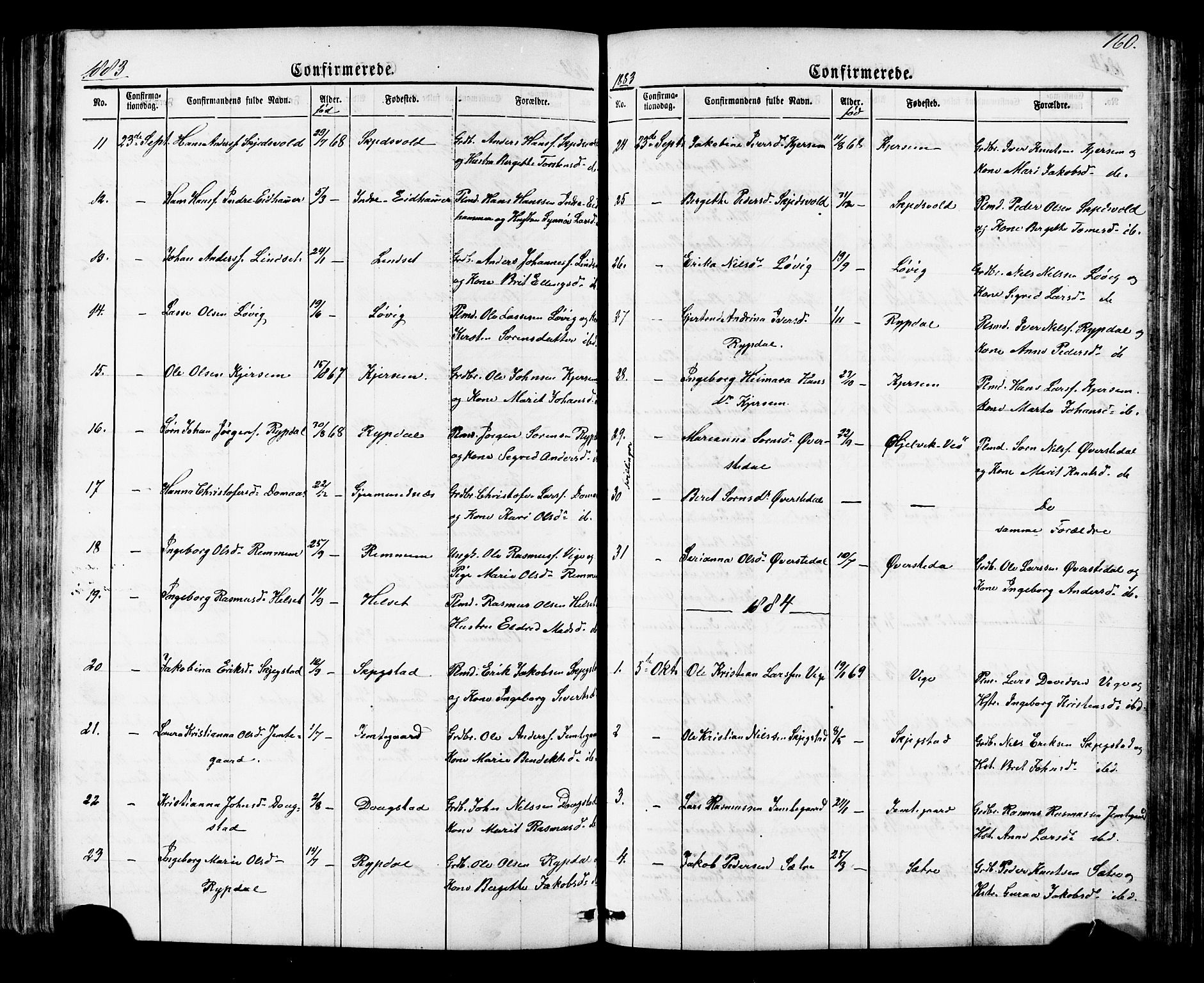 Ministerialprotokoller, klokkerbøker og fødselsregistre - Møre og Romsdal, SAT/A-1454/541/L0547: Parish register (copy) no. 541C02, 1867-1921, p. 160