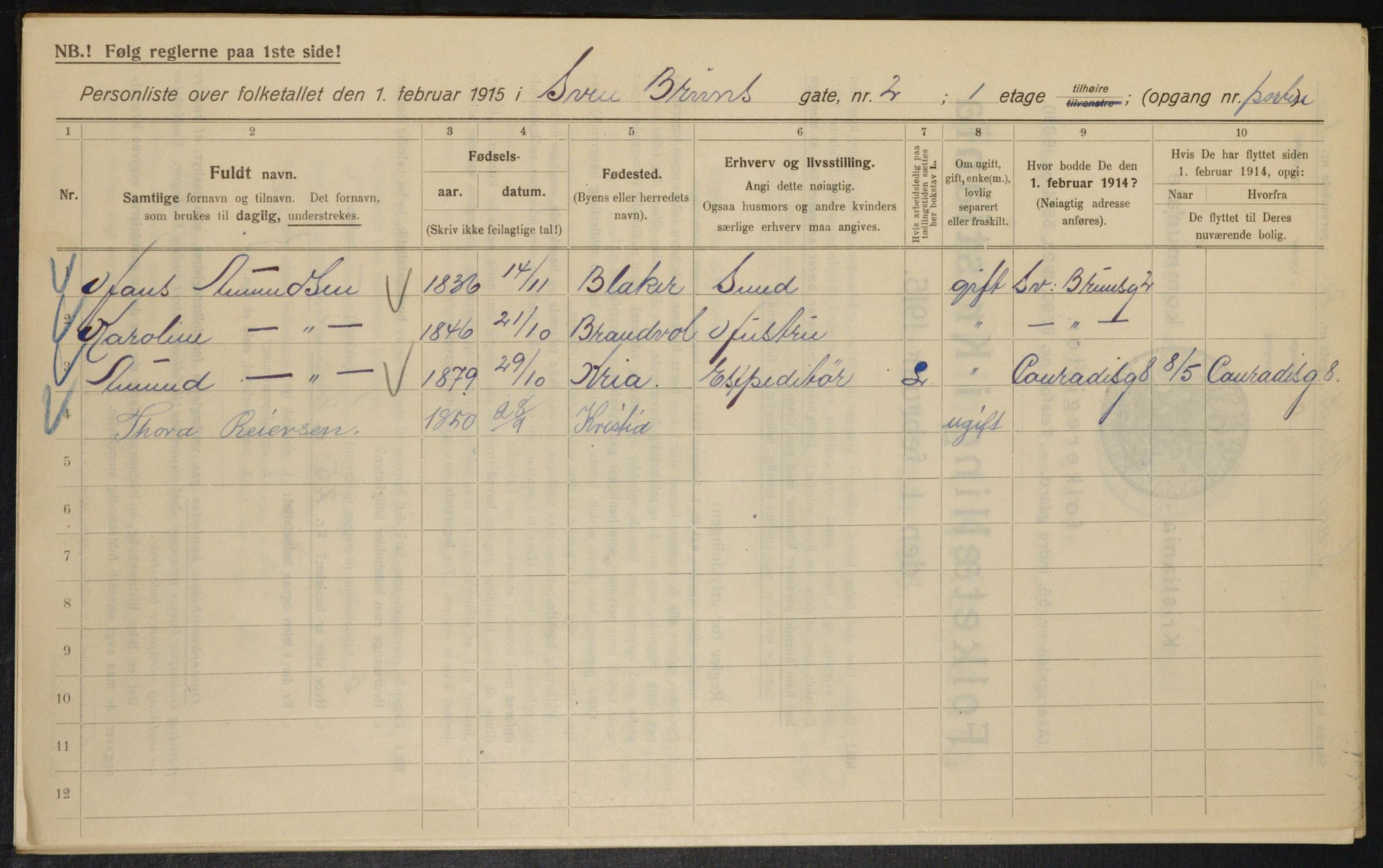 OBA, Municipal Census 1915 for Kristiania, 1915, p. 105043