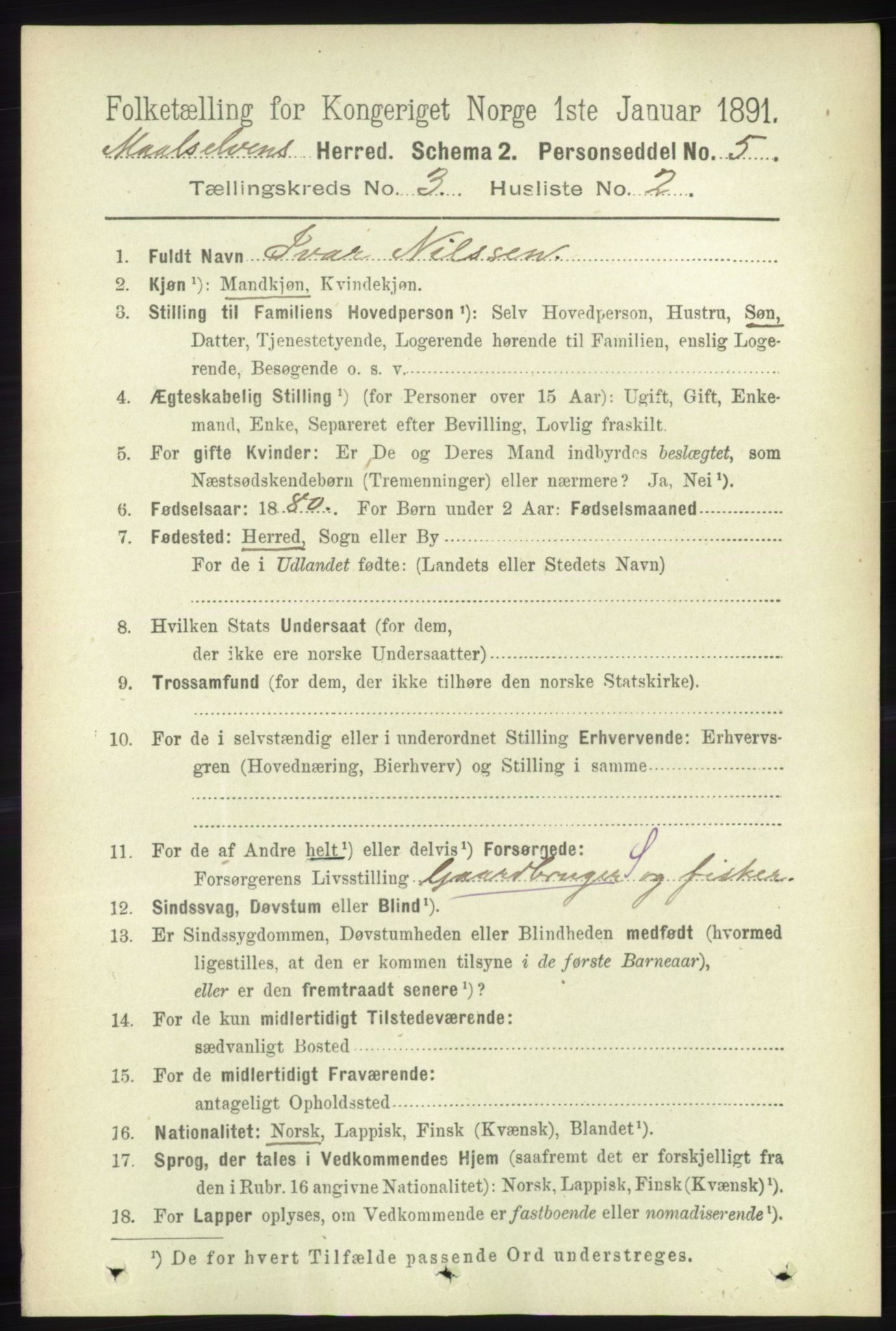 RA, 1891 census for 1924 Målselv, 1891, p. 603