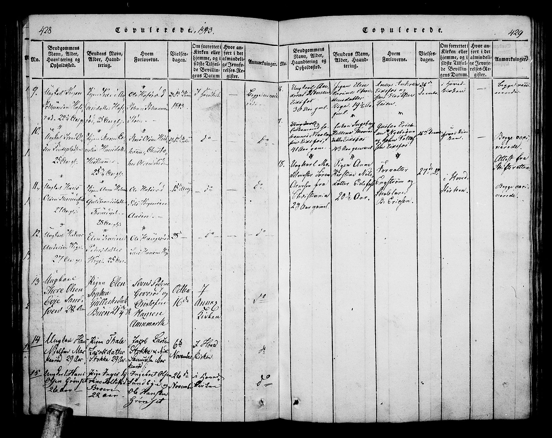 Hof kirkebøker, AV/SAKO-A-64/F/Fa/L0004: Parish register (official) no. I 4, 1814-1843, p. 428-429