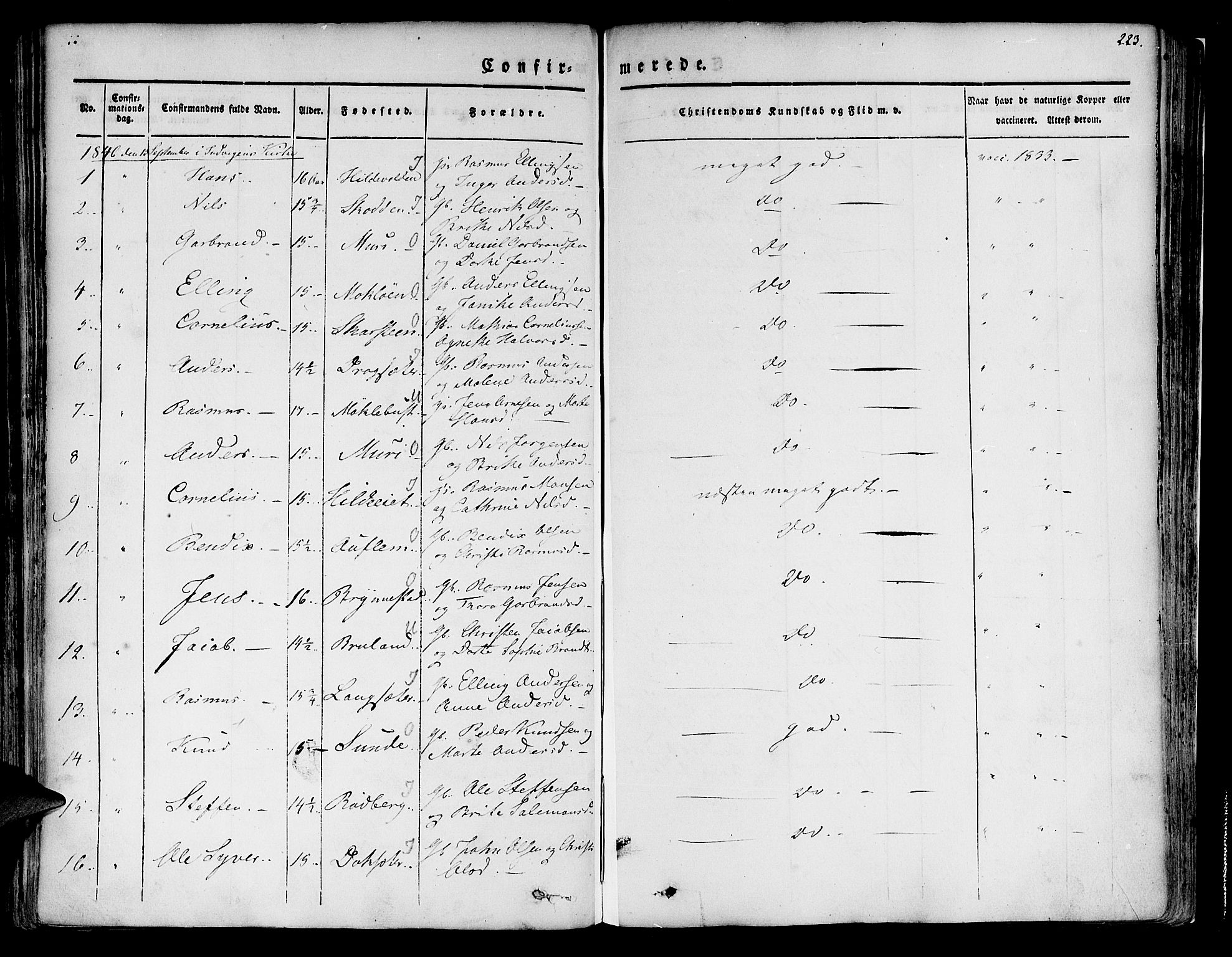 Innvik sokneprestembete, SAB/A-80501: Parish register (official) no. A 4I, 1831-1846, p. 223
