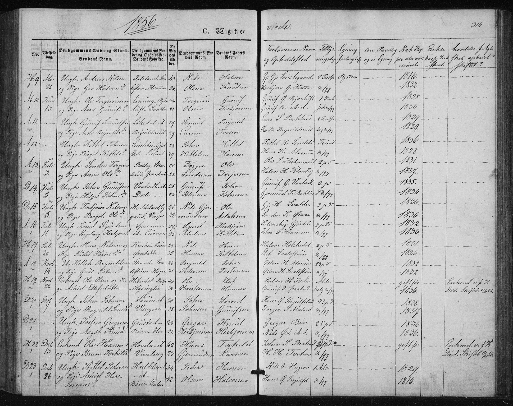 Tinn kirkebøker, AV/SAKO-A-308/F/Fa/L0005: Parish register (official) no. I 5, 1844-1856, p. 316