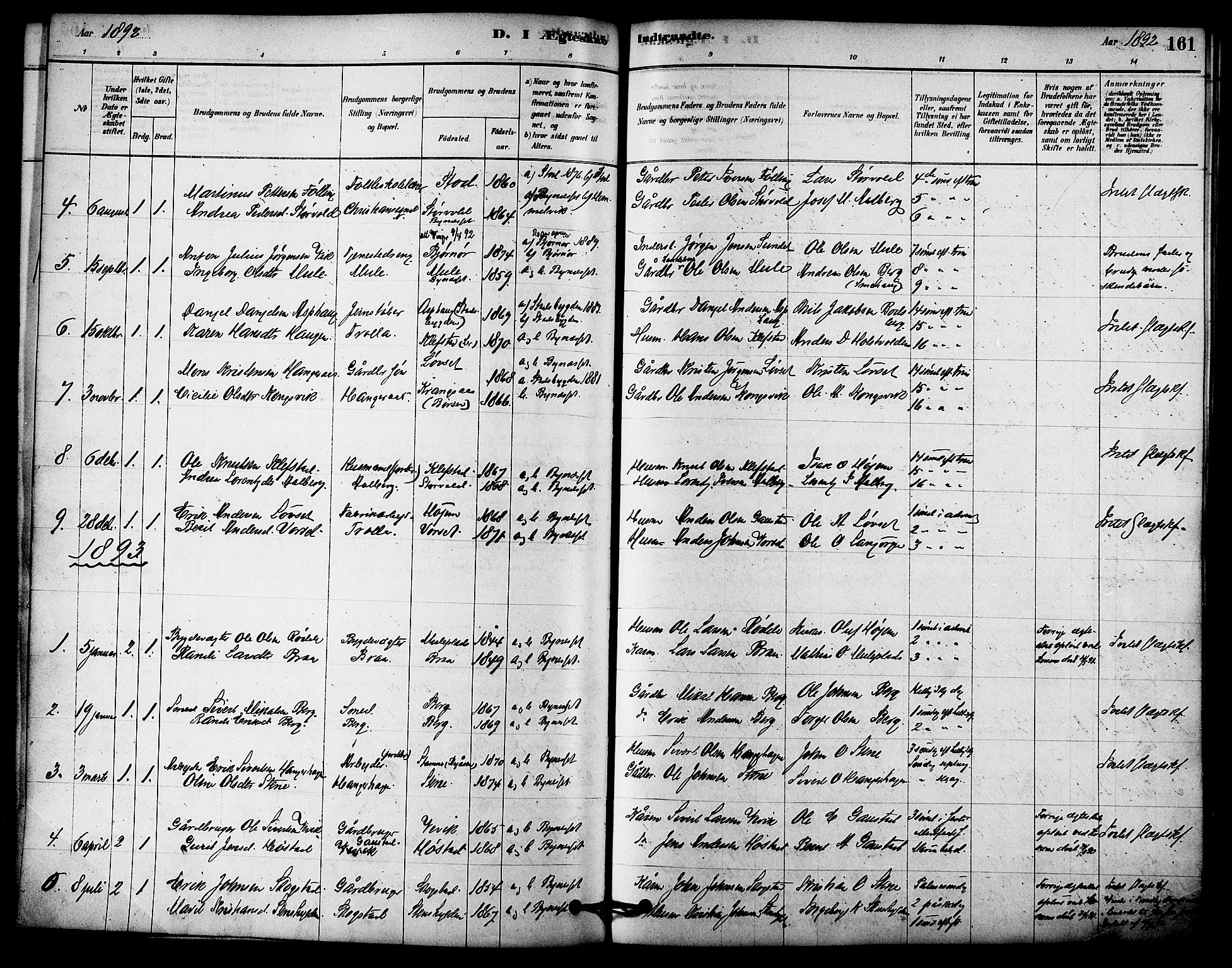 Ministerialprotokoller, klokkerbøker og fødselsregistre - Sør-Trøndelag, SAT/A-1456/612/L0378: Parish register (official) no. 612A10, 1878-1897, p. 161