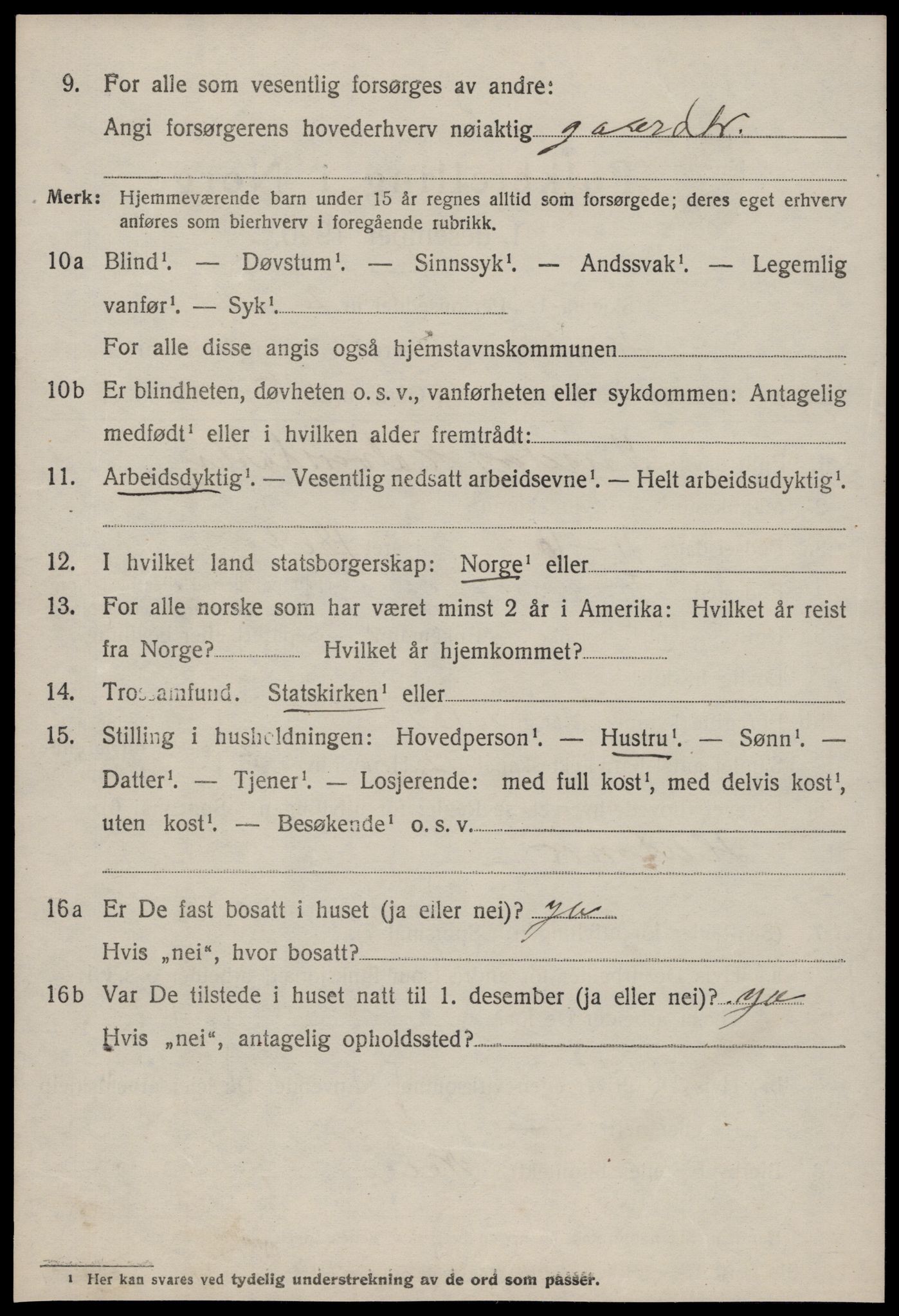 SAT, 1920 census for Hustad, 1920, p. 2500