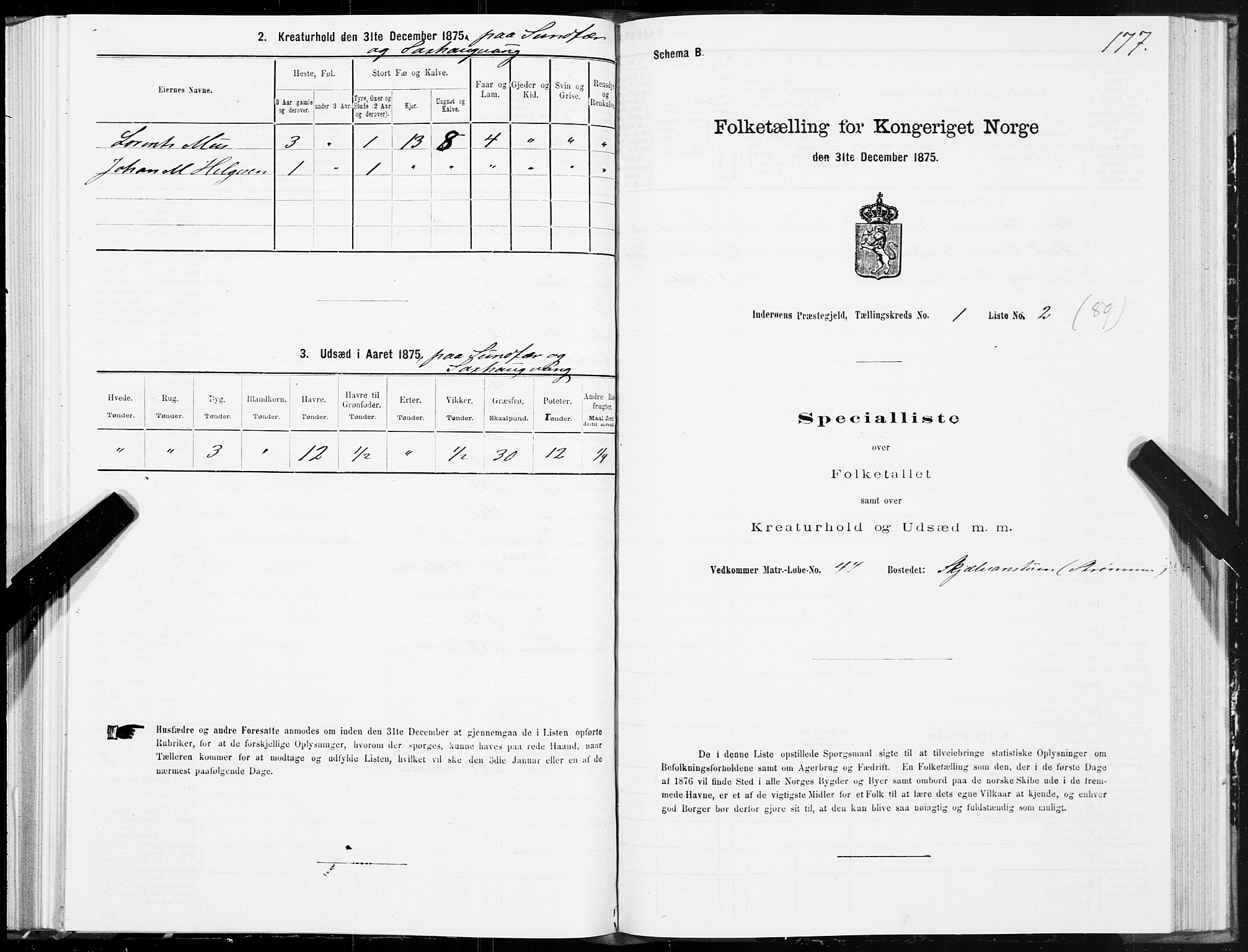 SAT, 1875 census for 1729P Inderøy, 1875, p. 1177