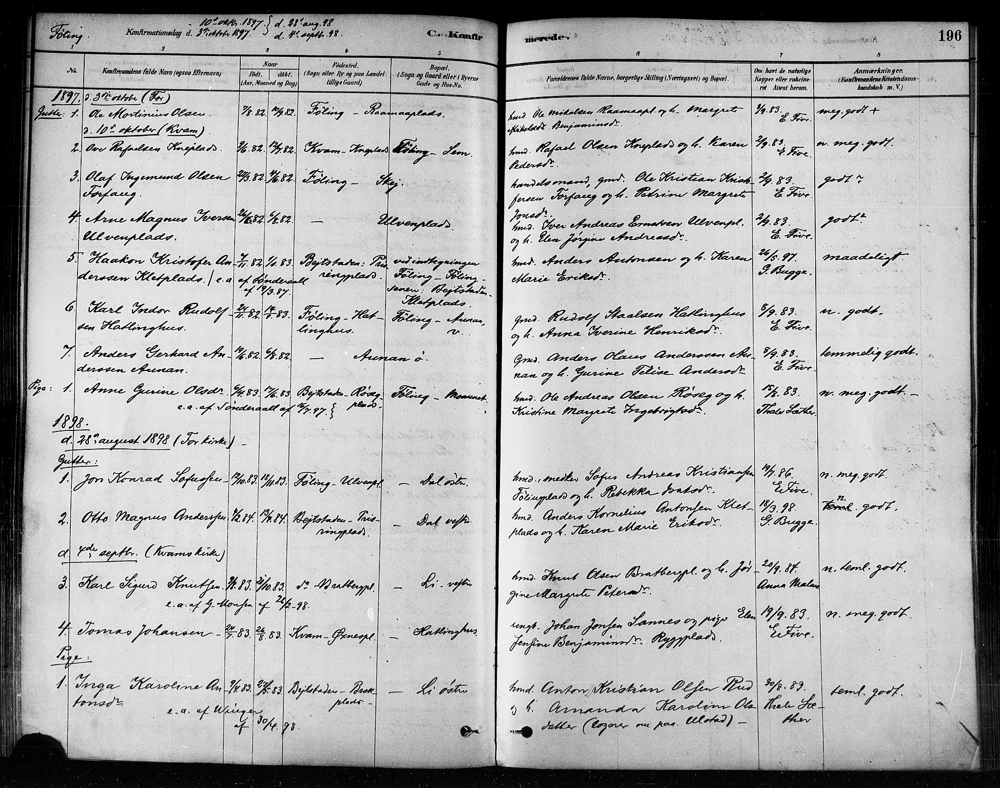 Ministerialprotokoller, klokkerbøker og fødselsregistre - Nord-Trøndelag, SAT/A-1458/746/L0449: Parish register (official) no. 746A07 /3, 1878-1899, p. 196