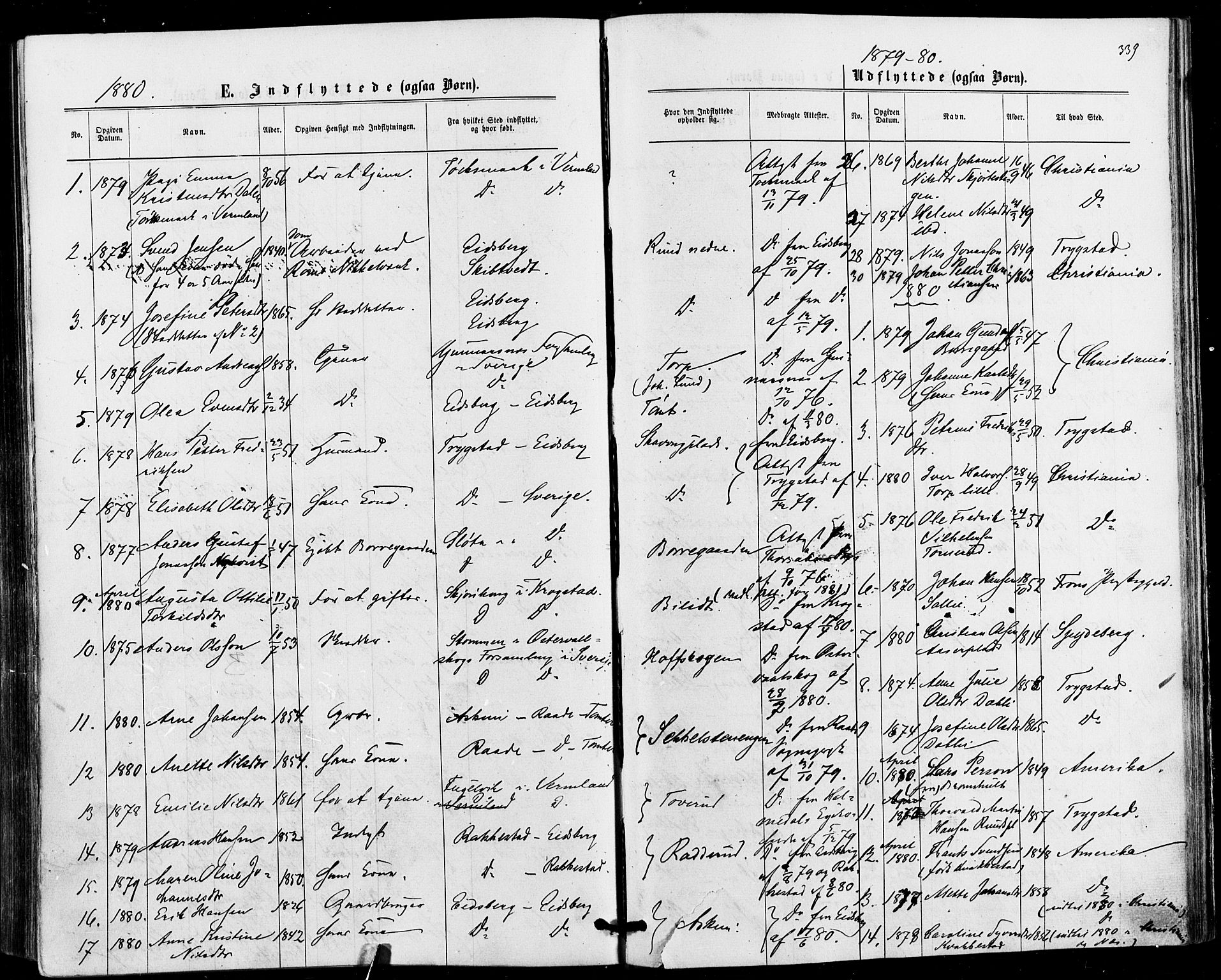 Askim prestekontor Kirkebøker, SAO/A-10900/F/Fa/L0006: Parish register (official) no. 6, 1874-1881, p. 339