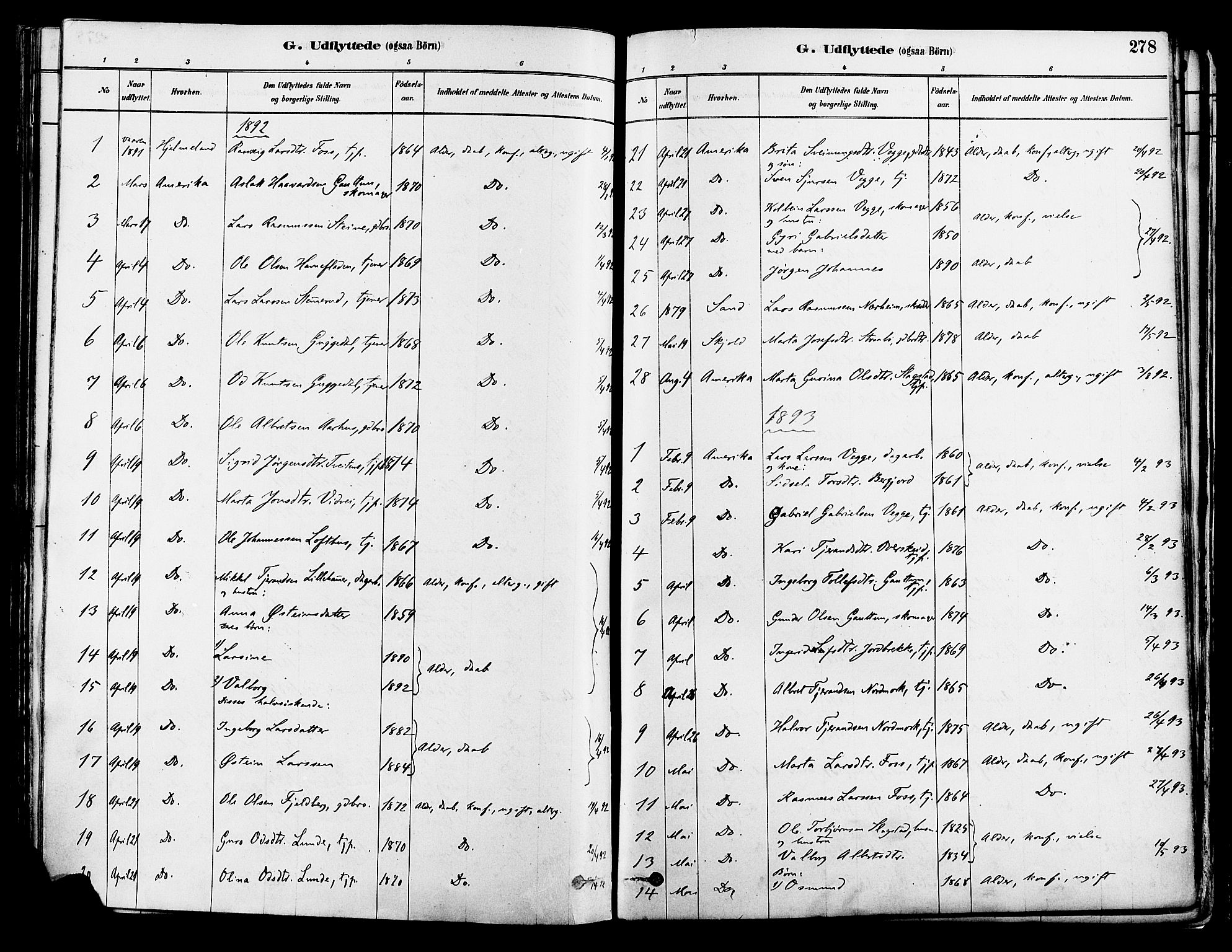 Suldal sokneprestkontor, SAST/A-101845/01/IV/L0011: Parish register (official) no. A 11, 1878-1900, p. 278