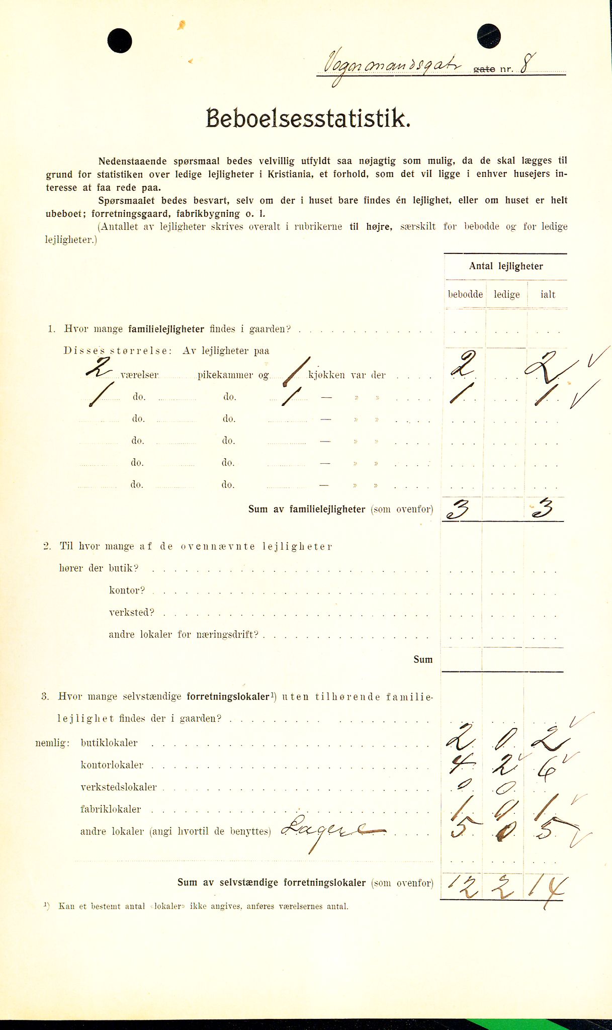 OBA, Municipal Census 1909 for Kristiania, 1909, p. 112614