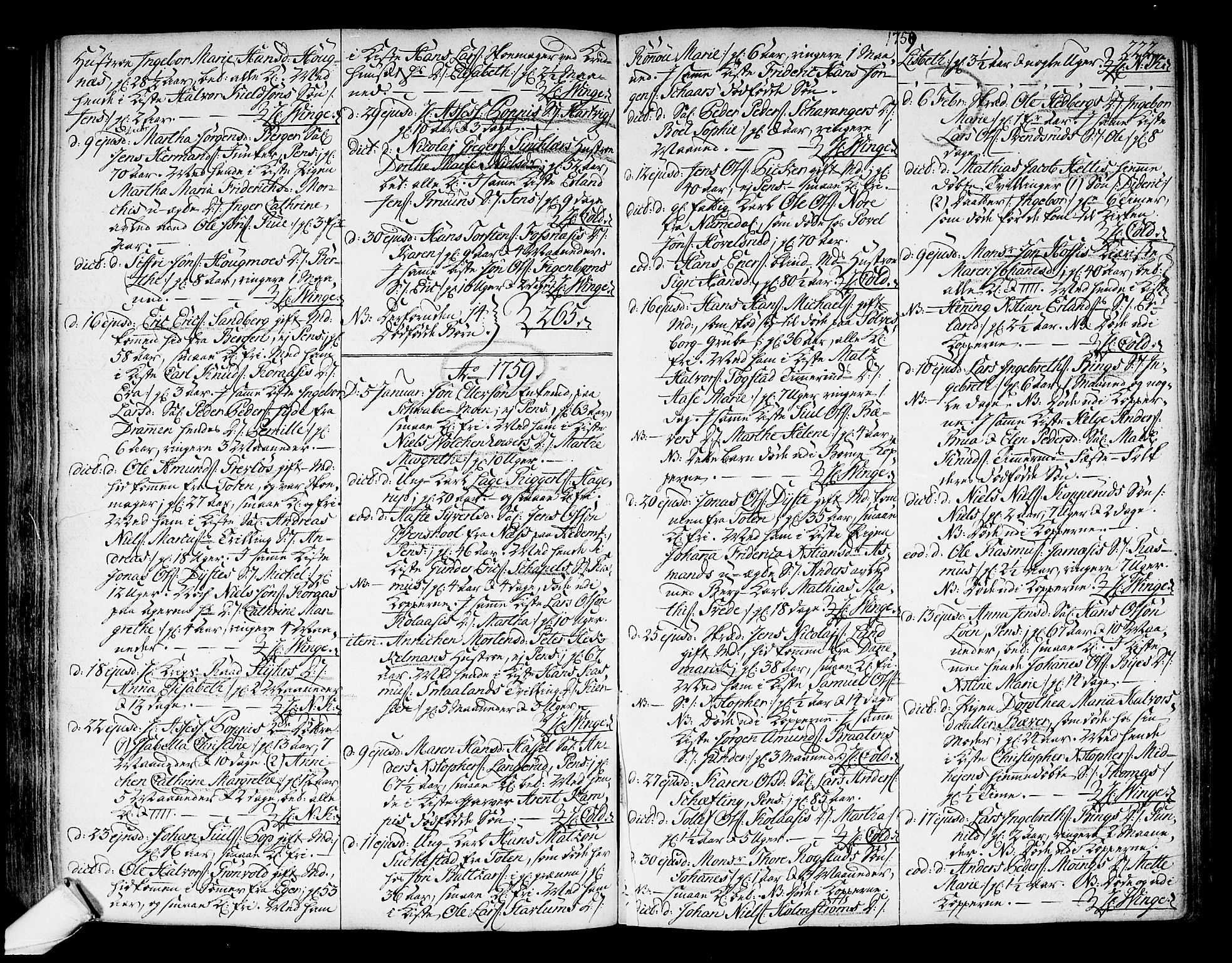Kongsberg kirkebøker, SAKO/A-22/F/Fa/L0004: Parish register (official) no. I 4, 1756-1768, p. 222