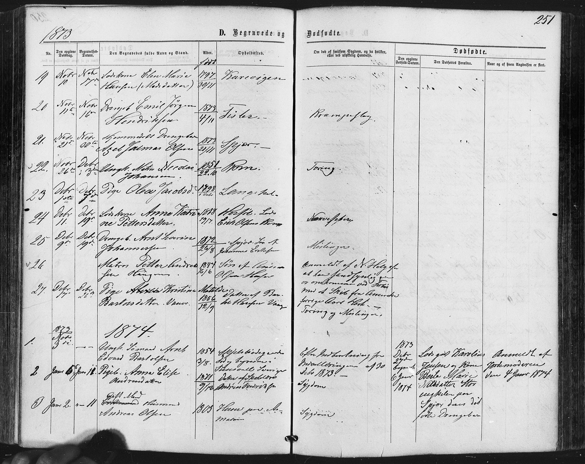 Hvaler prestekontor Kirkebøker, SAO/A-2001/F/Fa/L0007: Parish register (official) no. I 7, 1864-1878, p. 251