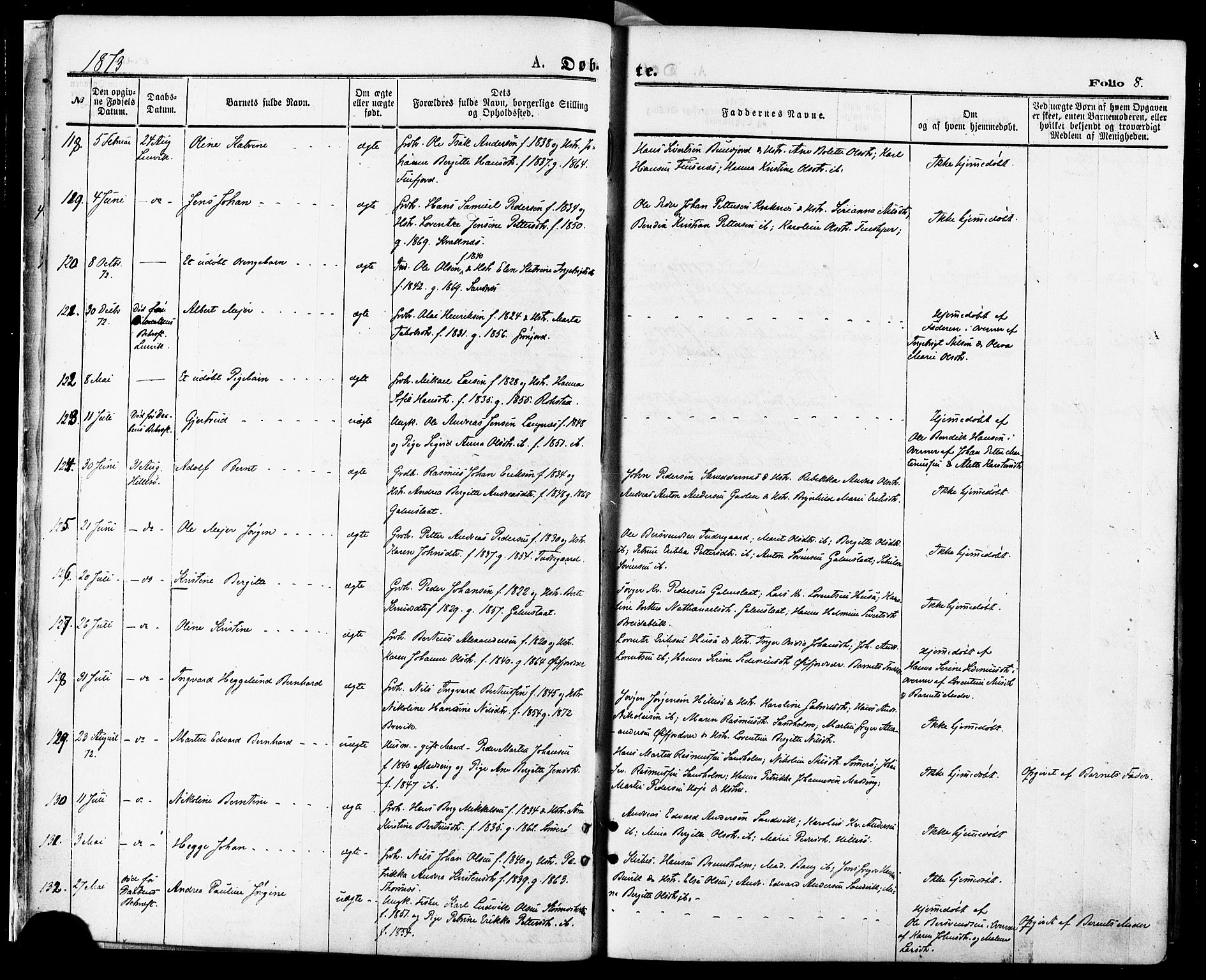Lenvik sokneprestembete, SATØ/S-1310/H/Ha/Haa/L0010kirke: Parish register (official) no. 10, 1873-1880, p. 8