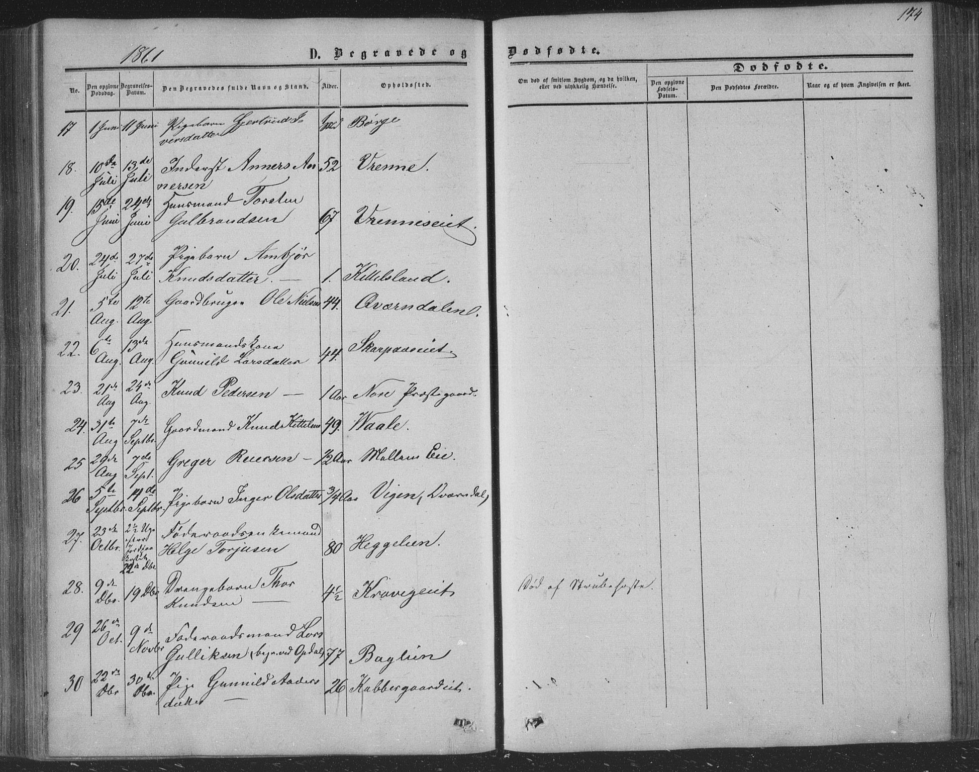 Nore kirkebøker, AV/SAKO-A-238/F/Fa/L0002: Parish register (official) no. I 2, 1856-1871, p. 174