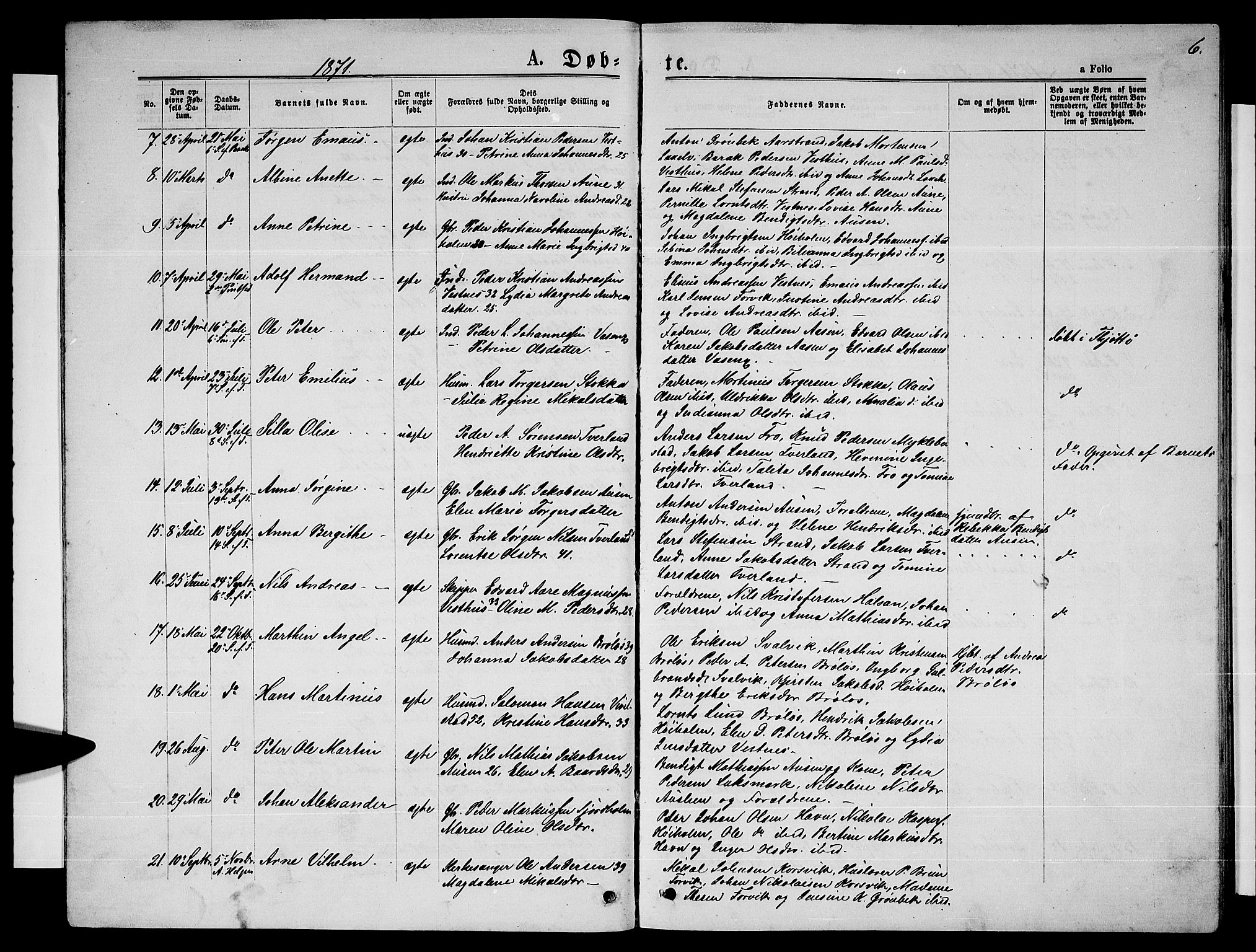 Ministerialprotokoller, klokkerbøker og fødselsregistre - Nordland, SAT/A-1459/819/L0276: Parish register (copy) no. 819C02, 1869-1887, p. 6
