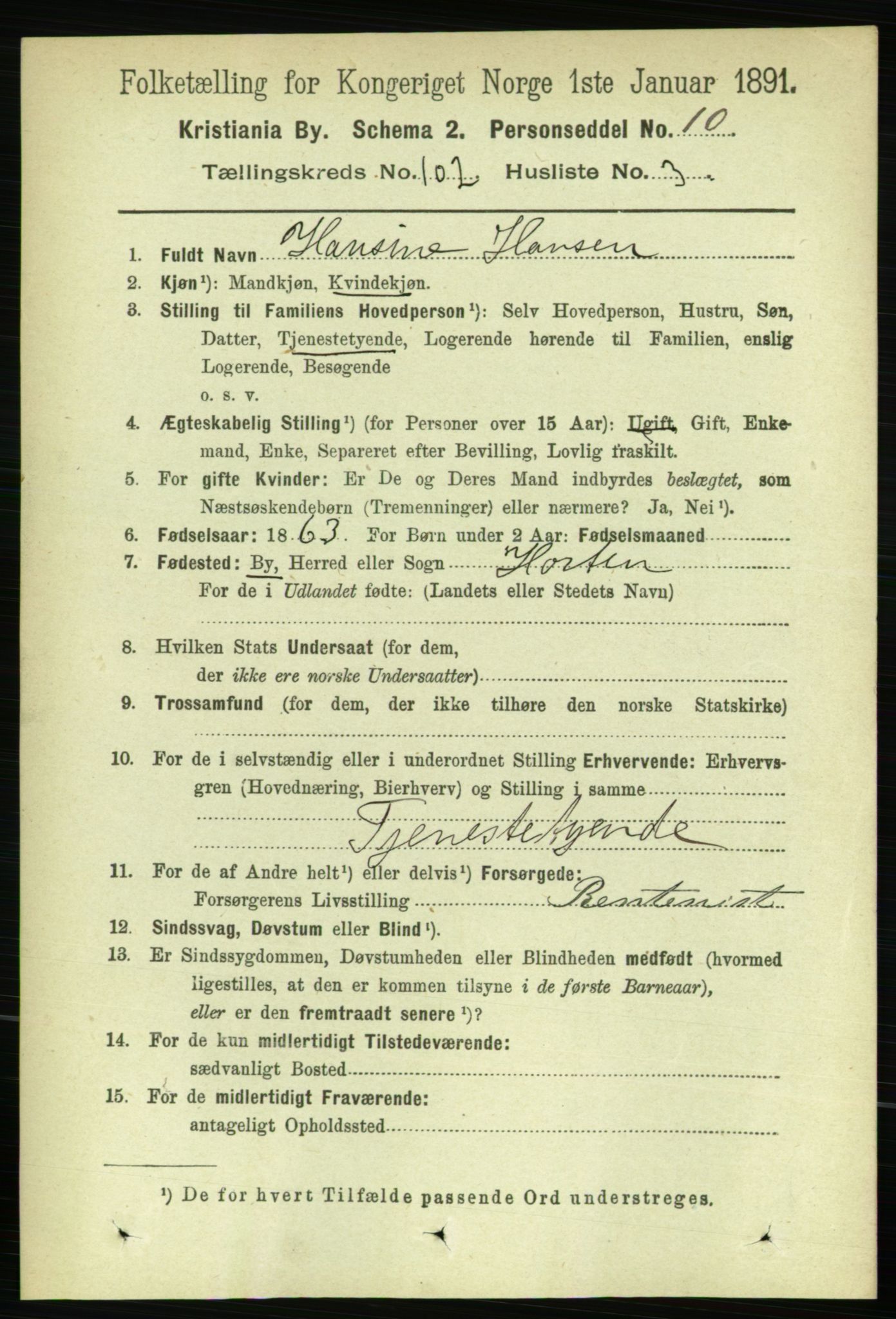 RA, 1891 census for 0301 Kristiania, 1891, p. 50699