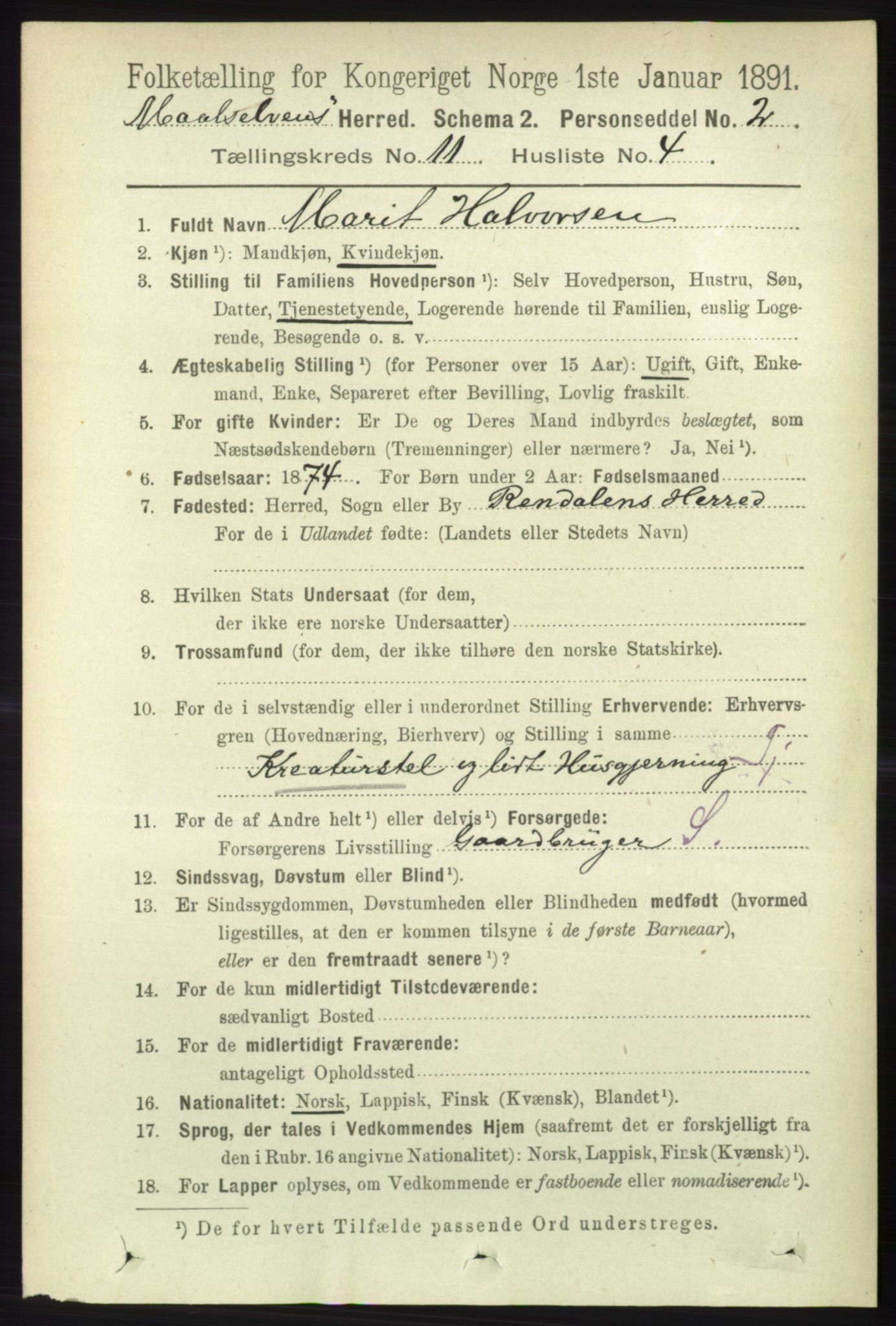 RA, 1891 census for 1924 Målselv, 1891, p. 3295